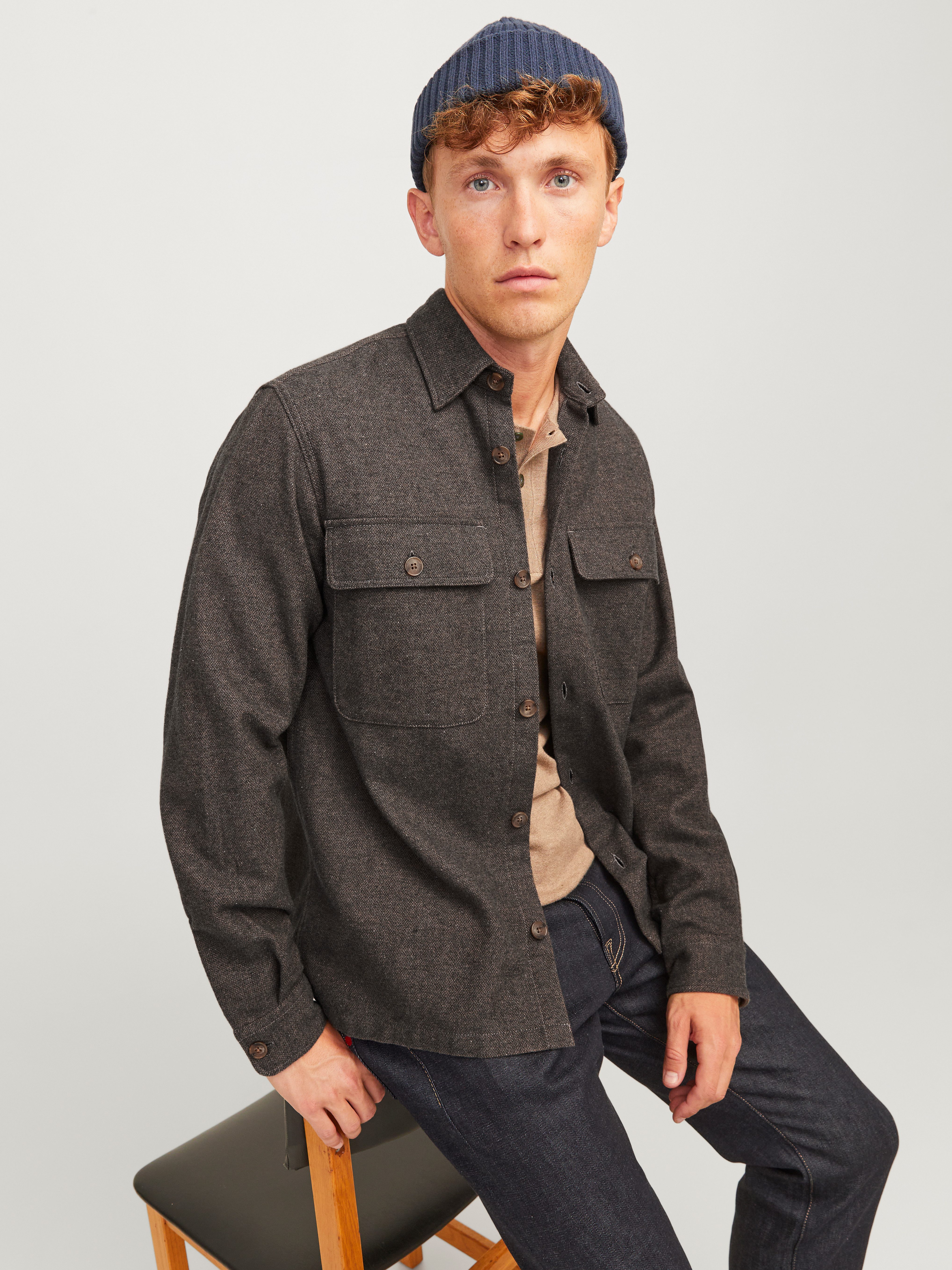 Jack & Jones Overhemd met lange mouwen JPRRAYMOND MELANGE SOLID LS OVERSHIRT SN