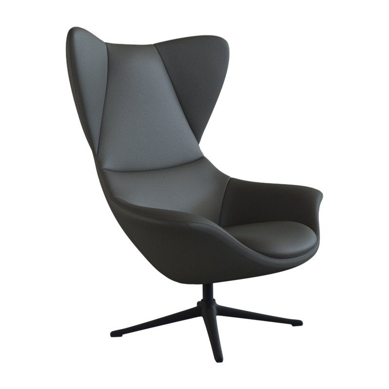 FLEXLUX Oorfauteuil Stilo relaxstoel, TV-stoel Solitaire, stijlicoon, draaibaar, zwarte poot