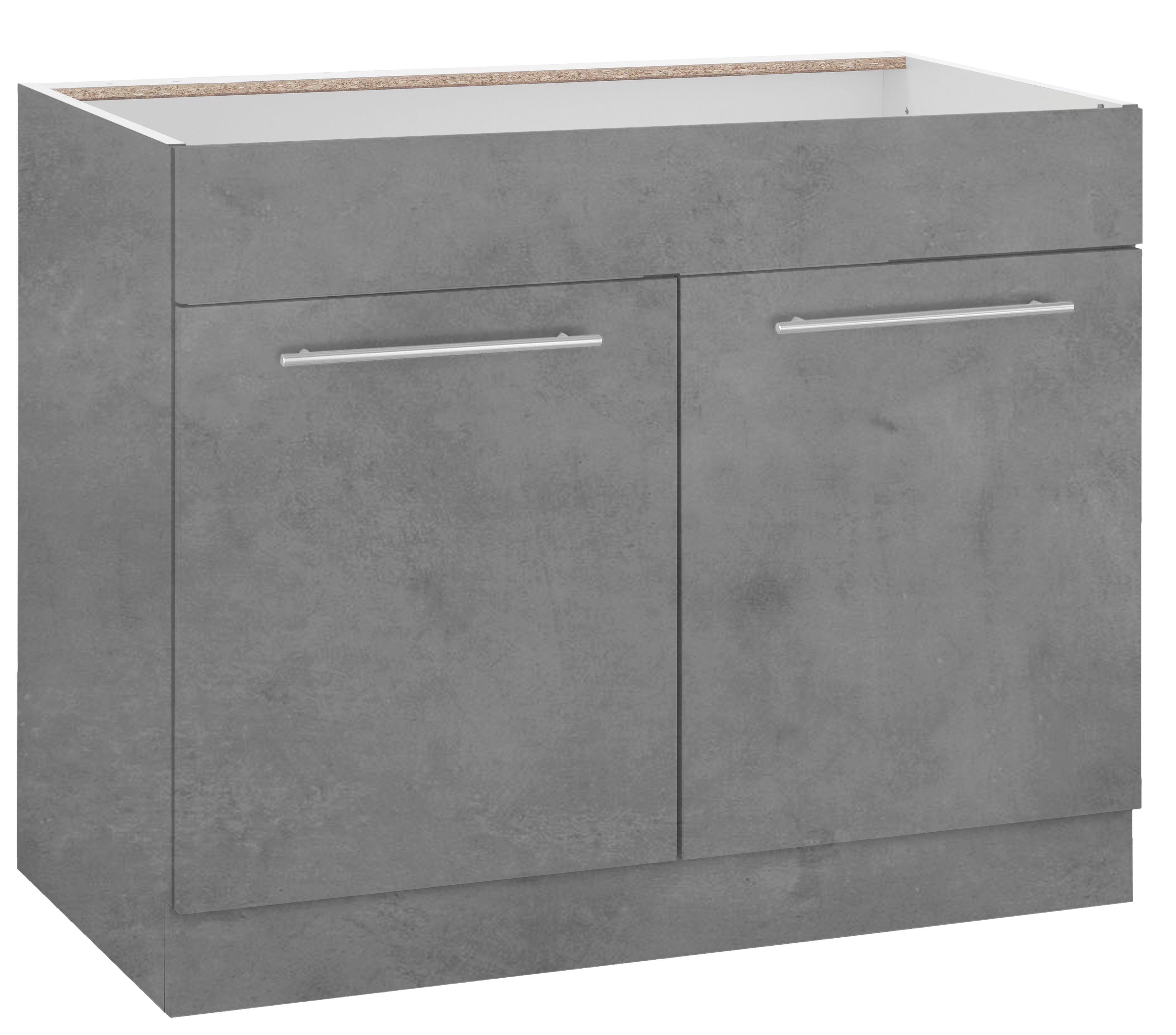 wiho Küchen Gootsteenkast Flexi2 Breedte 100 cm gootsteenkasten grijs