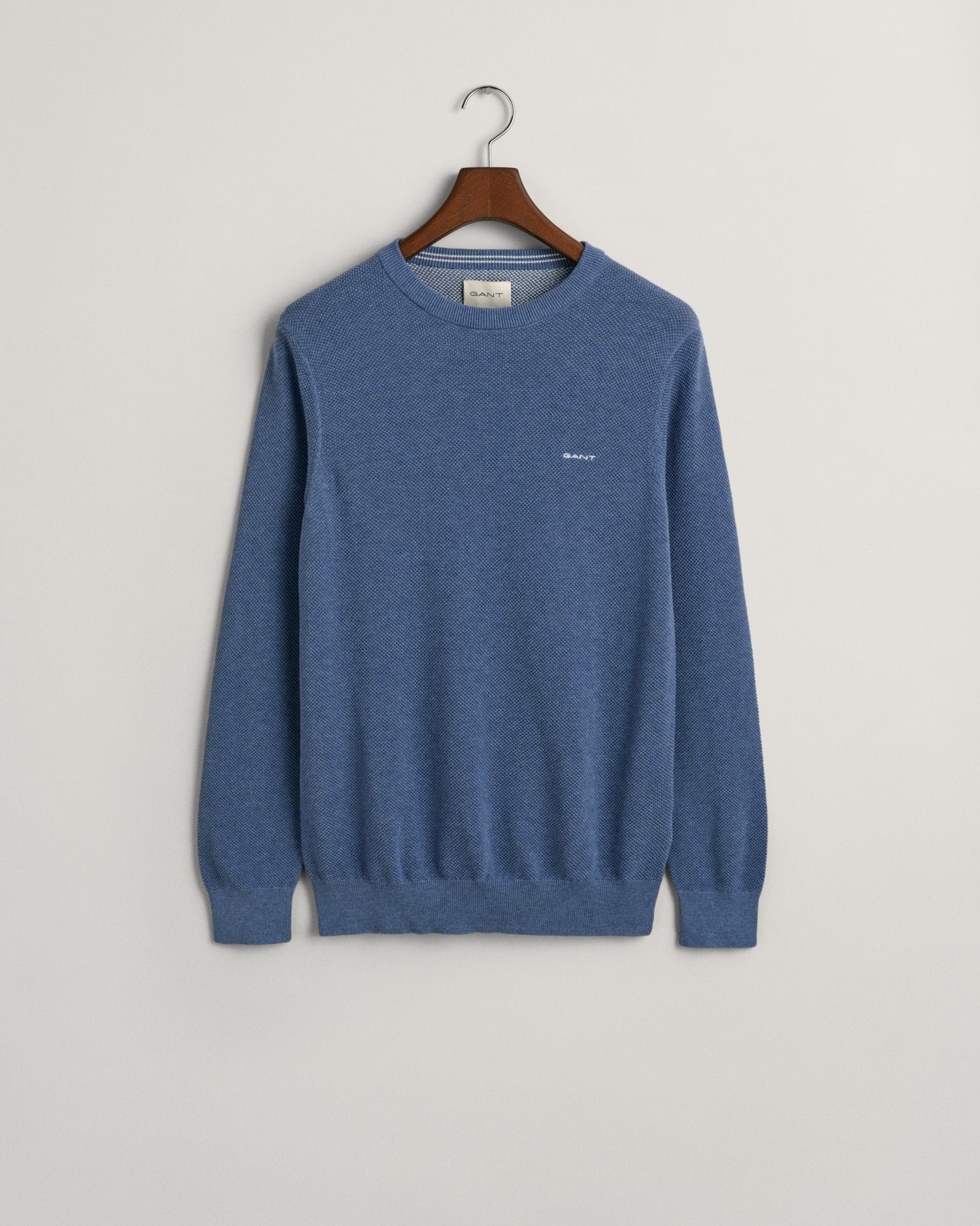Gant Trui met ronde hals COTTON PIQUE C-NECK met logoborduursel op borsthoogte
