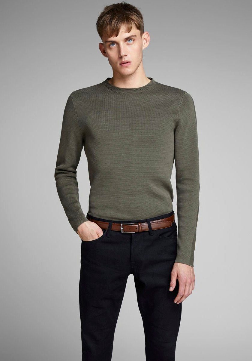 Jack & Jones Leren riem Klassieke herenriem, iets gebombeerd