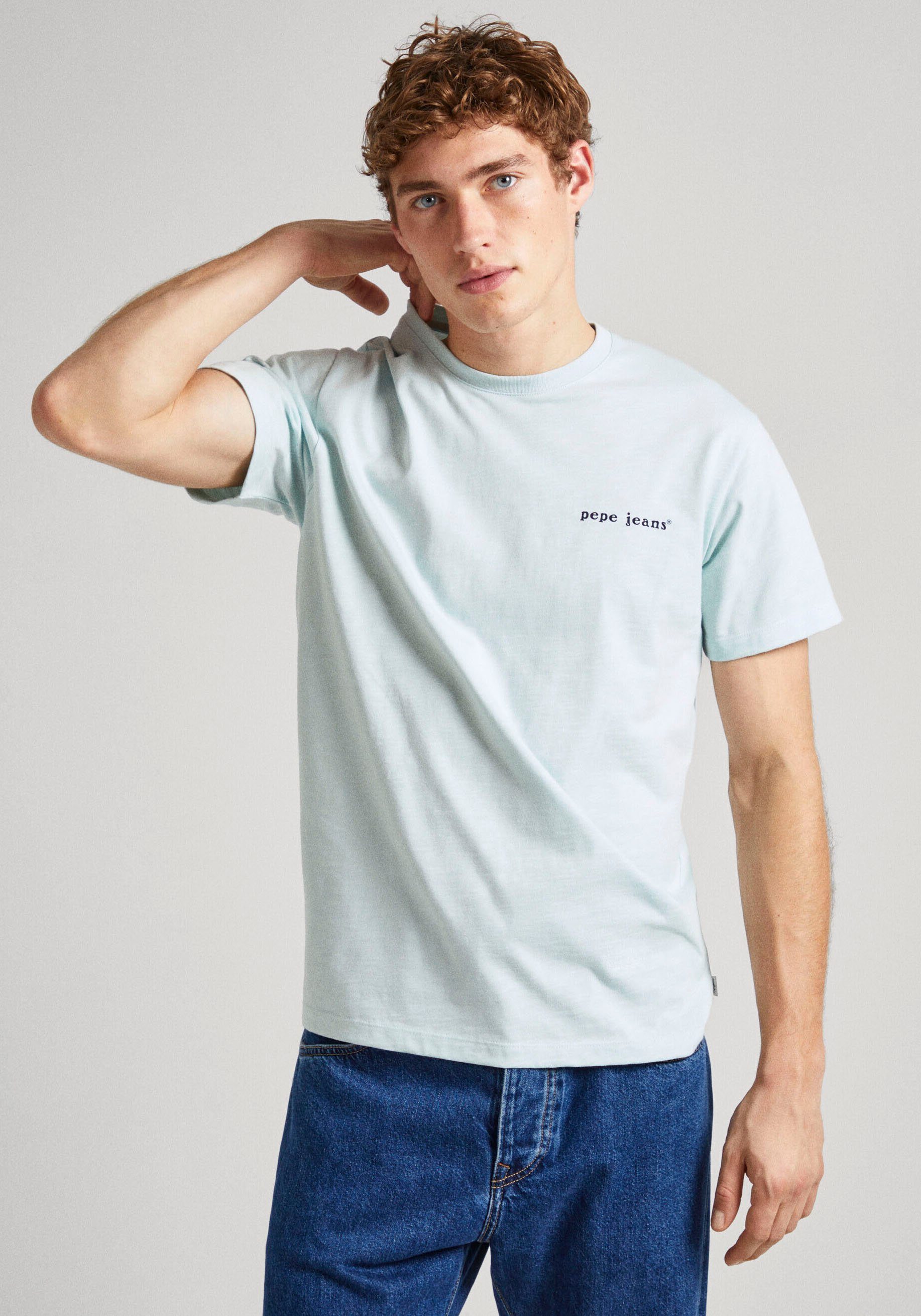 Pepe Jeans Shirt met korte mouwen met logo-tekst op de voor- en achterkant heren t-shirts maat XXL blauw