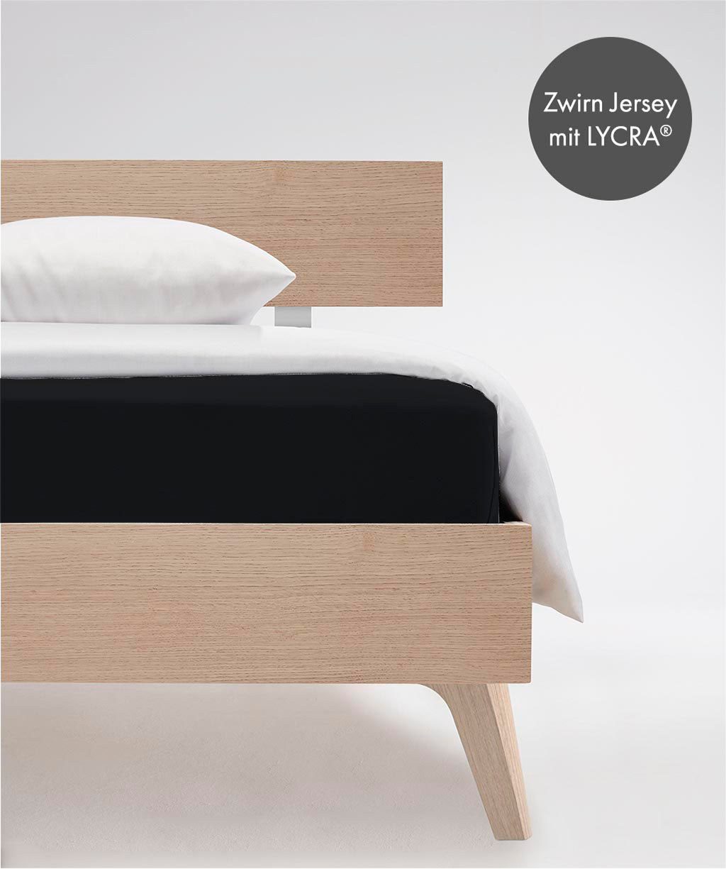 fleuresse Hoeslaken Comfort duurzaam & kreukvrij, perfecte pasvorm door power-stretch (1 stuk) hoeslakens maat 180 cm x 200-220 cm zwart