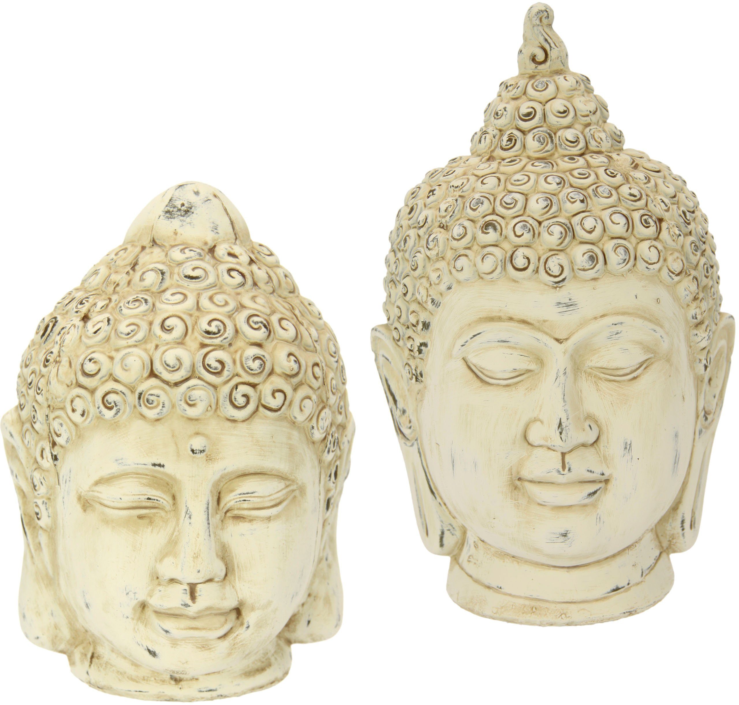 I.GE.A. Decoratief figuur Boeddha-hoofd set van 2