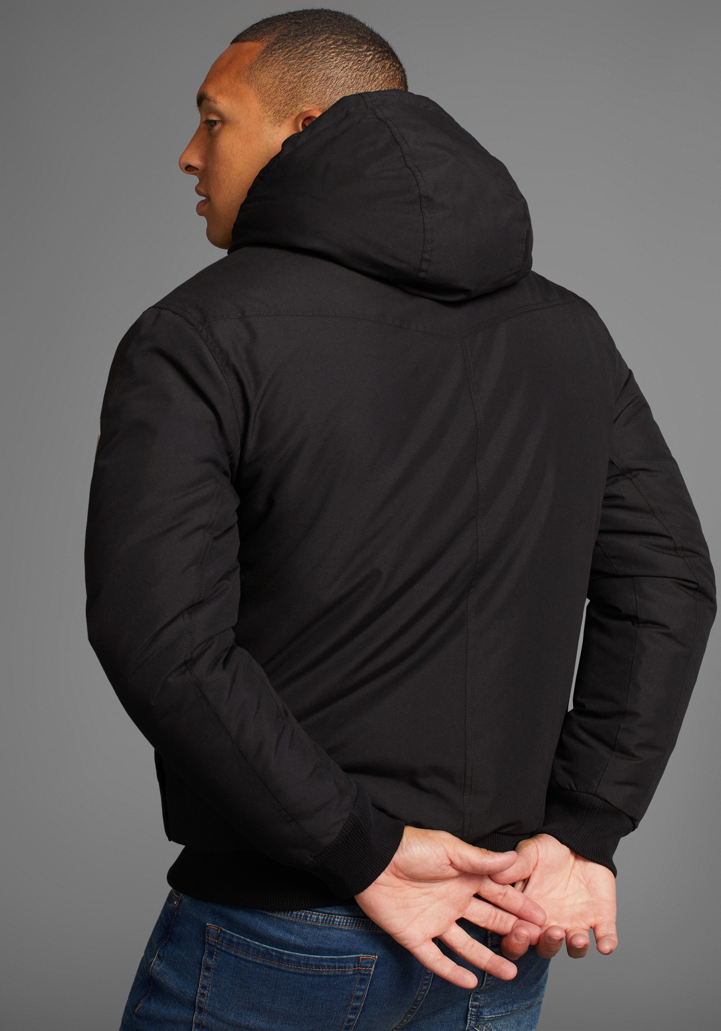 Bruno Banani Winterjack van katoen en polyester hoge kraag