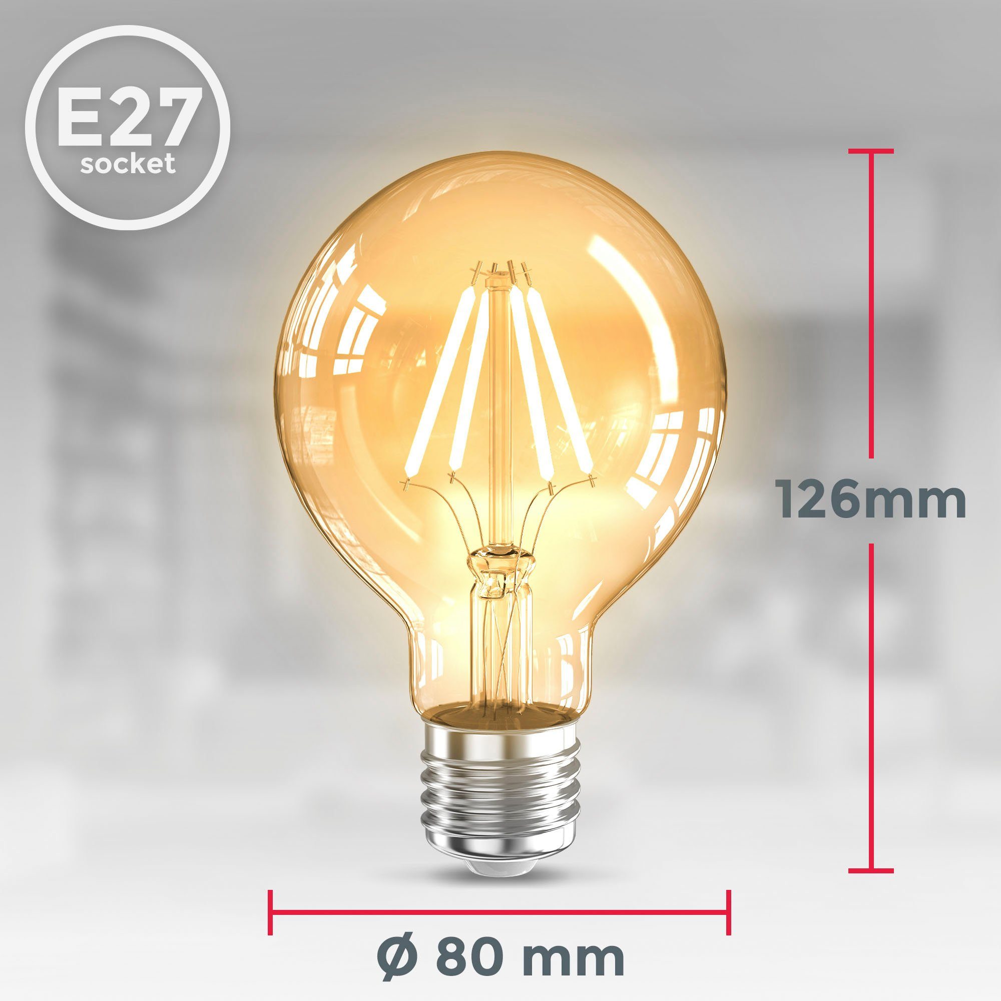 B.K.Licht Led-verlichting BK_LM1401 LED lichtbron 3-delige set E27 G80 (3 stuks)