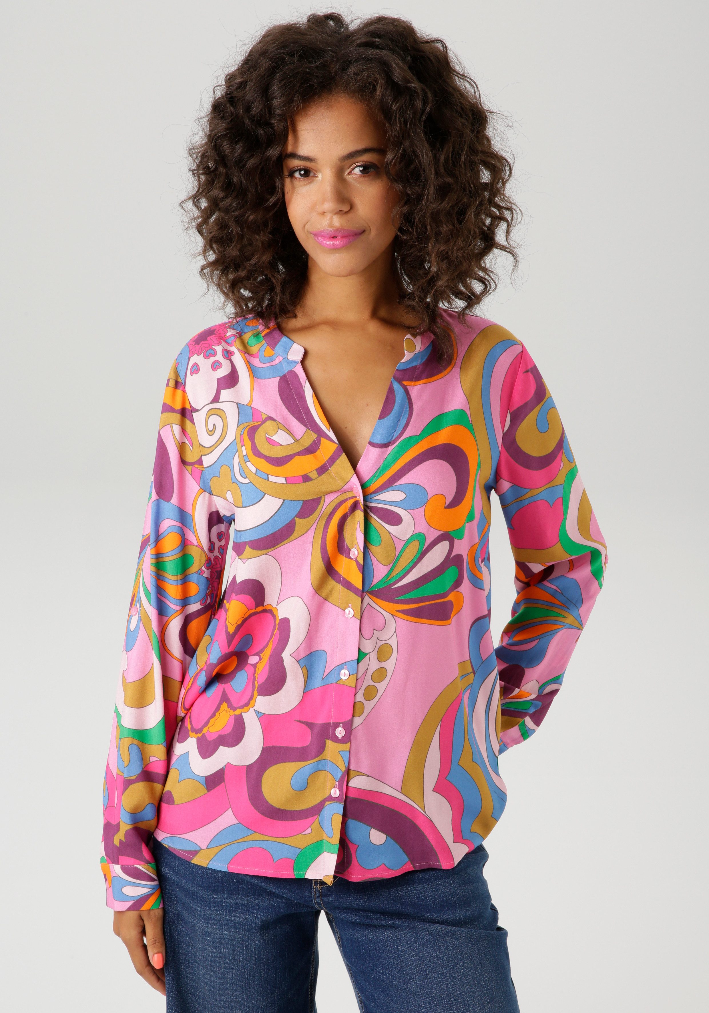 Aniston CASUAL Blouse met lange mouwen met kleurrijke, grootformaat print - nieuwe collectie