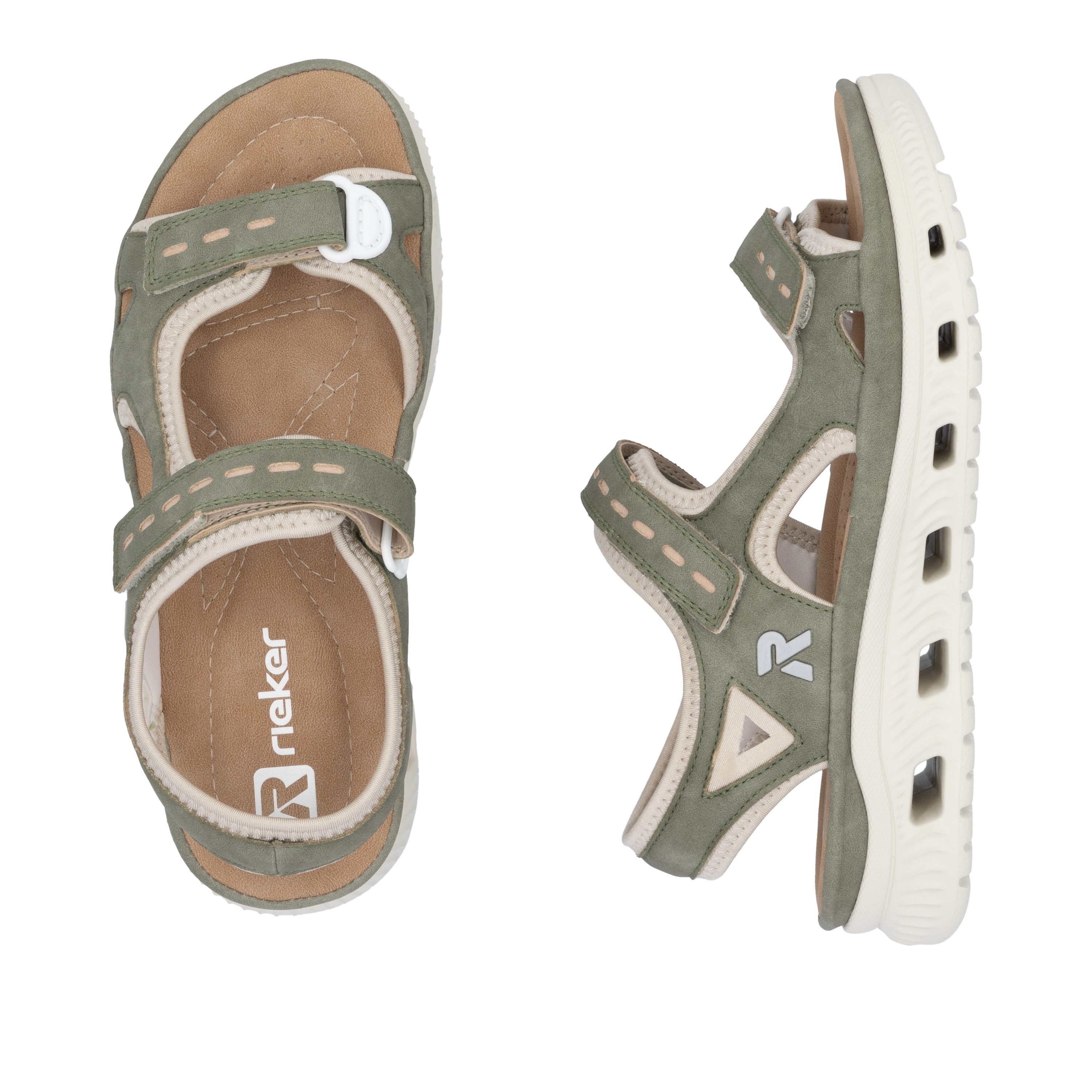 RIEKER Sport Sandalen Outdoorsandalen zomerschoen, sandaal, plateauhak met klittenbandsluitingen