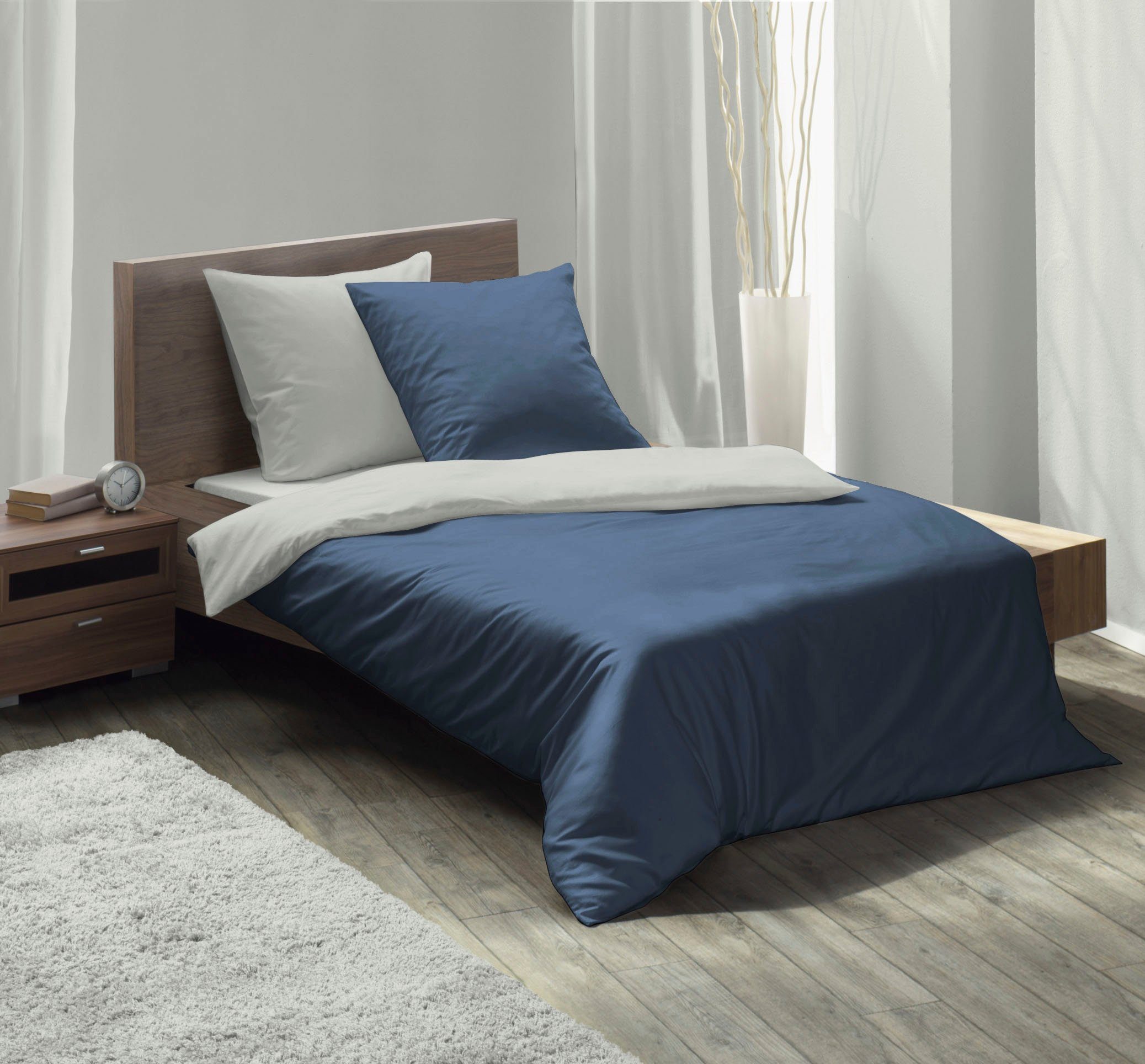 fleuresse Tweezijdig te gebruiken overtrekset Lech W 4158 Edelflanell, katoen, in maat 135x200, 155x220, 200x200 cm