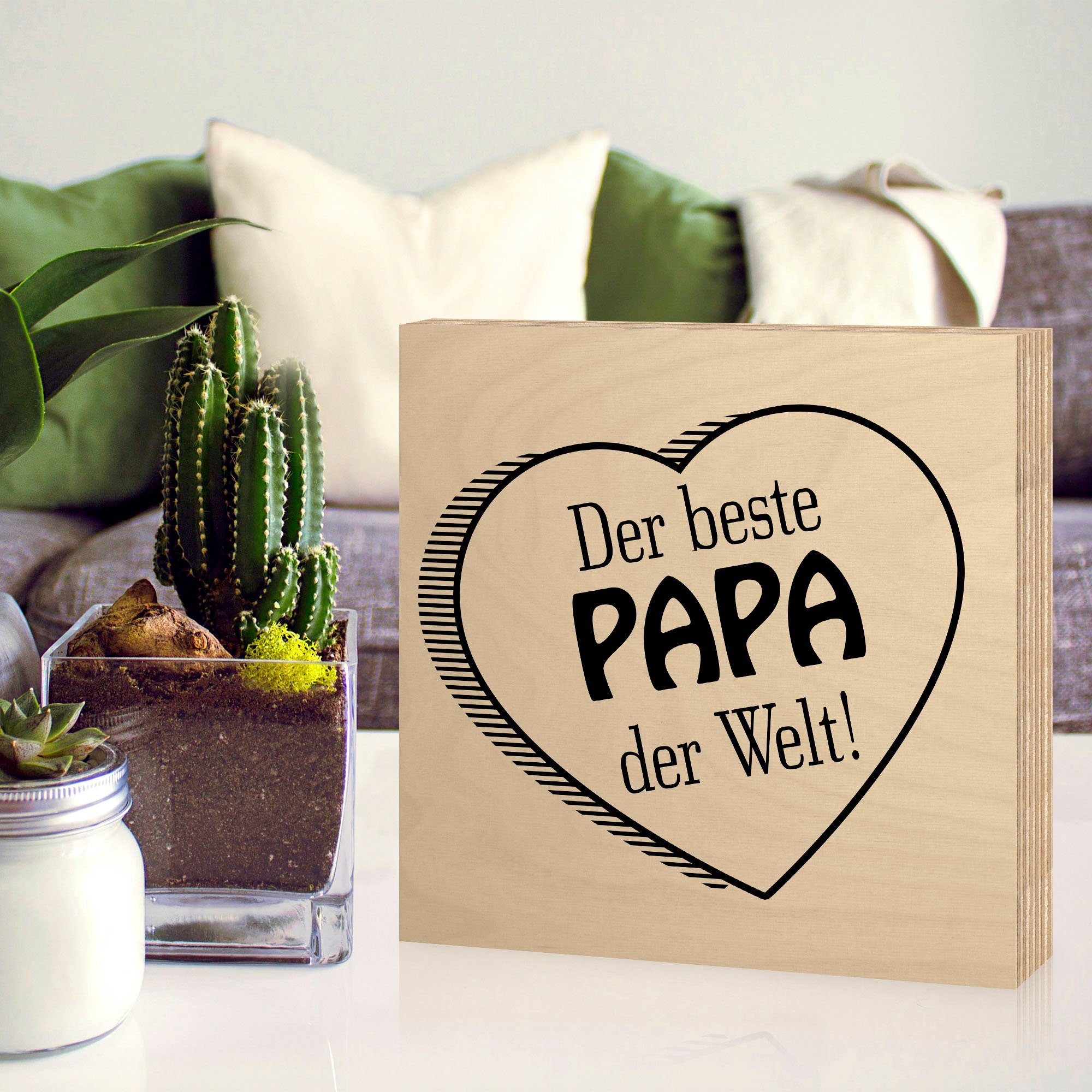 Artland Artprint op hout De beste papa ter wereld