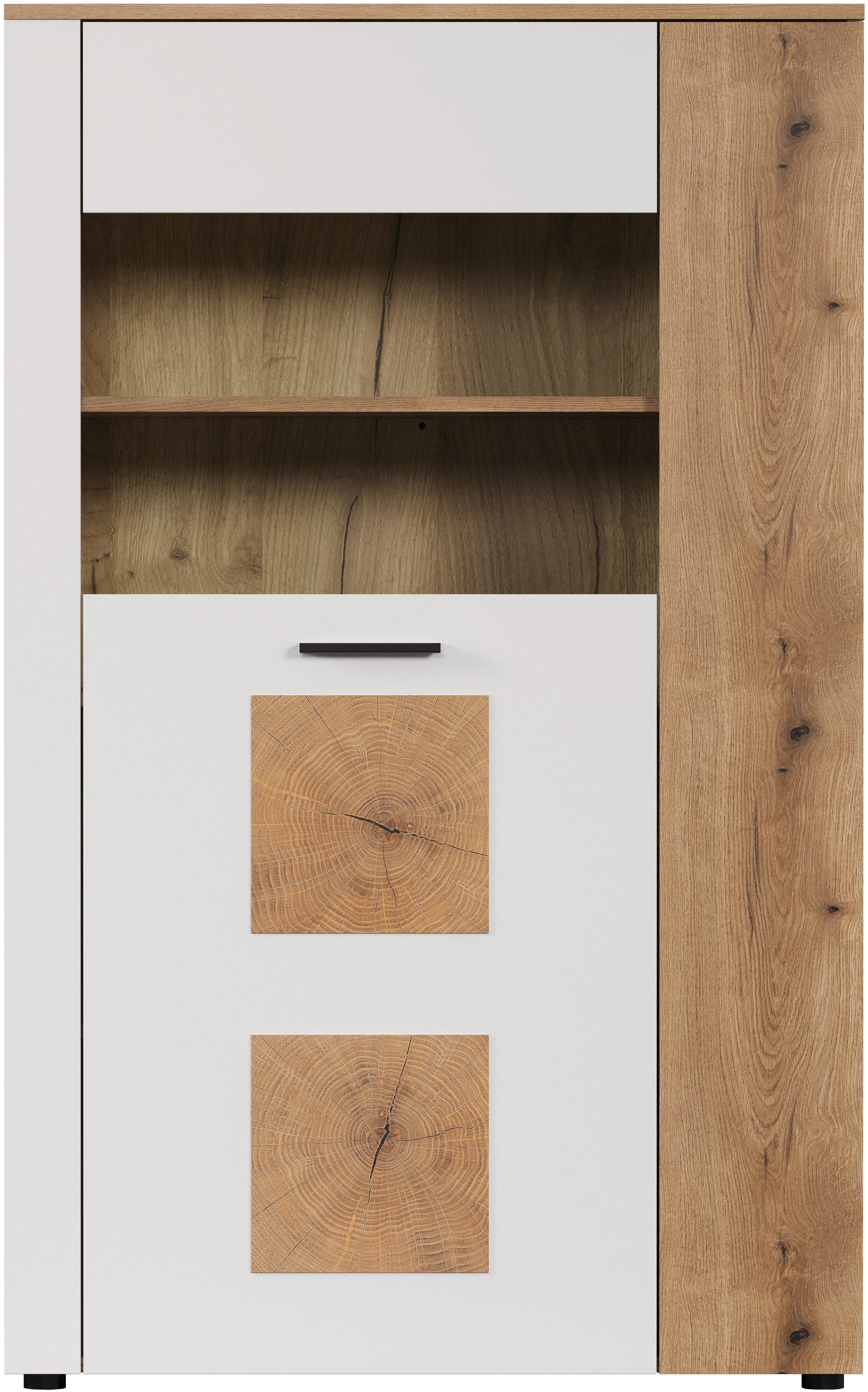 INOSIGN Staande vitrinekast Linz Opbergvitrine met elegante eindhouttoepassingen - 90/42/146 cm (1 stuk)