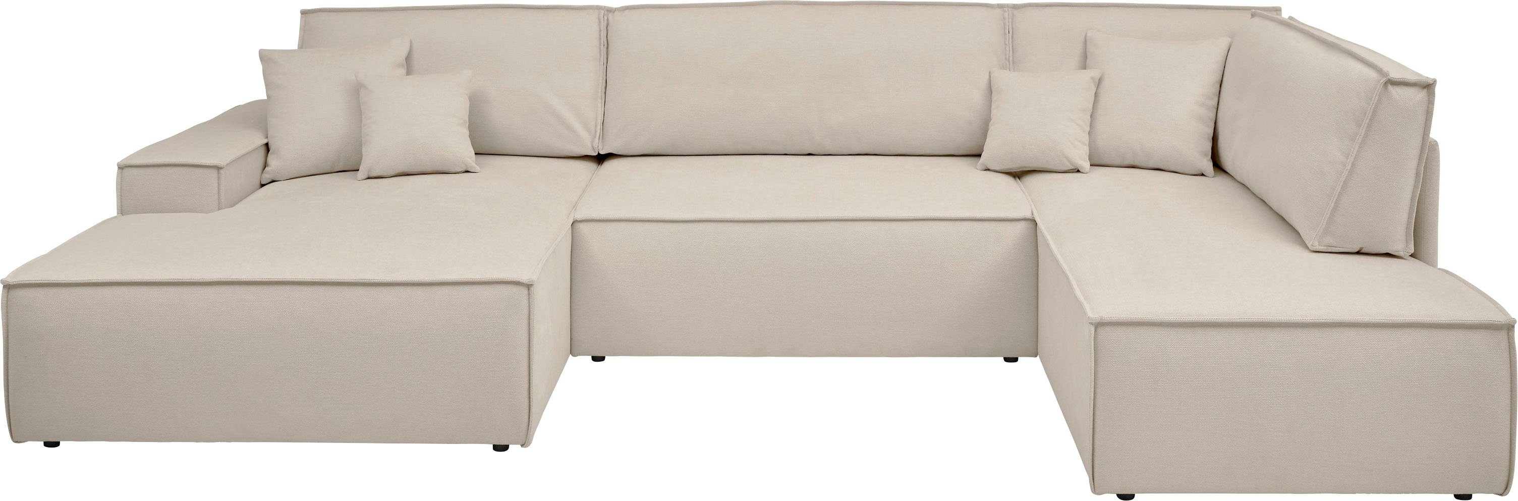 andas Zithoek FINNLEY U-model XXL 329 cm, bedbank, slaapfunctie m. bedkist