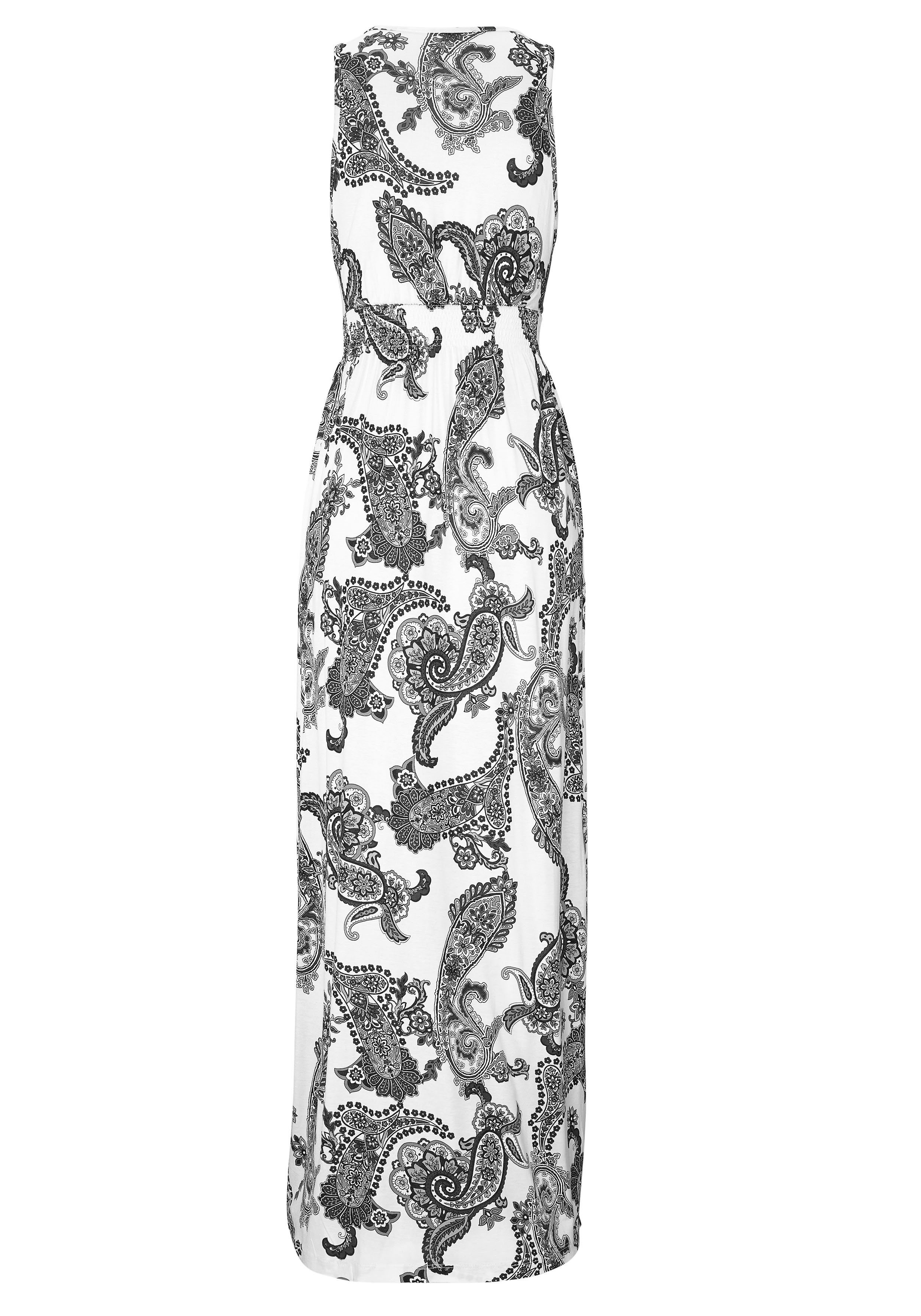 Lascana Maxi-jurk met verstelbare hals in all-over print, zomerjurk, strandjurk