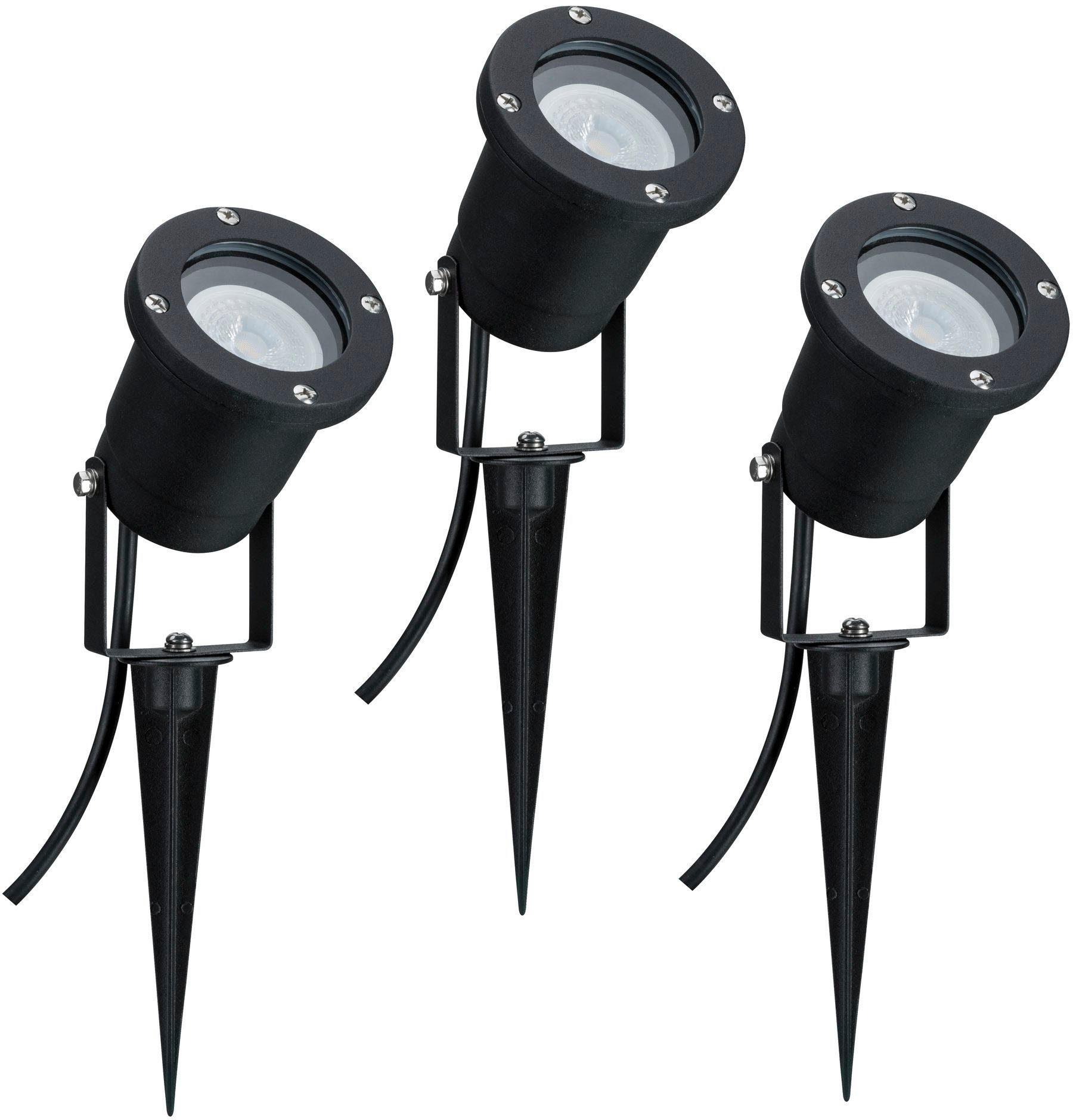 Paulmann Led-tuinlamp Buiten 230V Spotlicht IP65 GU10 3x3,5W 230V 3000K Zwart Aluminium (1 stuk)