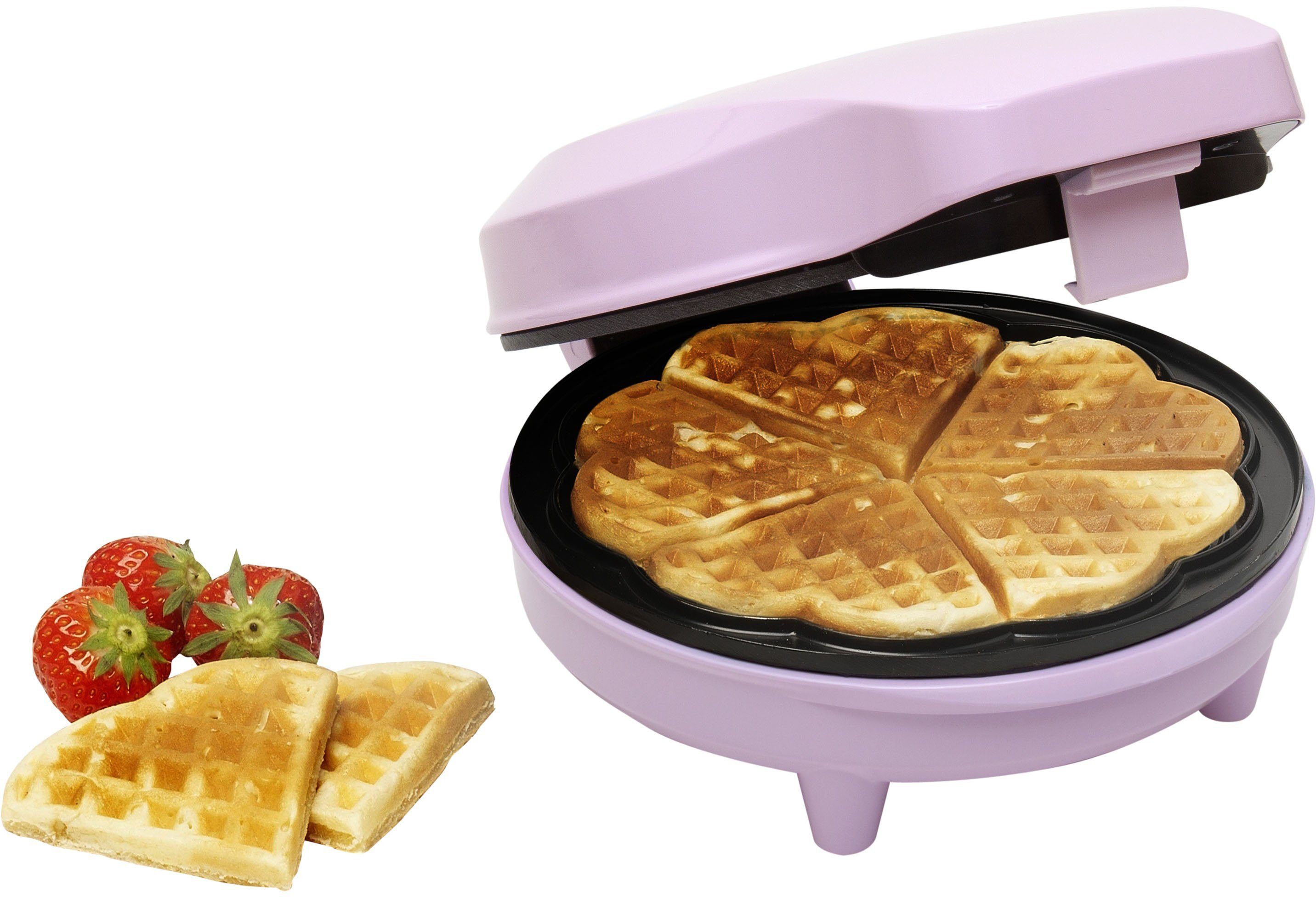 bestron Wafelijzer ASW217 voor klassieke hartvormige wafels, met antiaanbaklaag, retrodesign