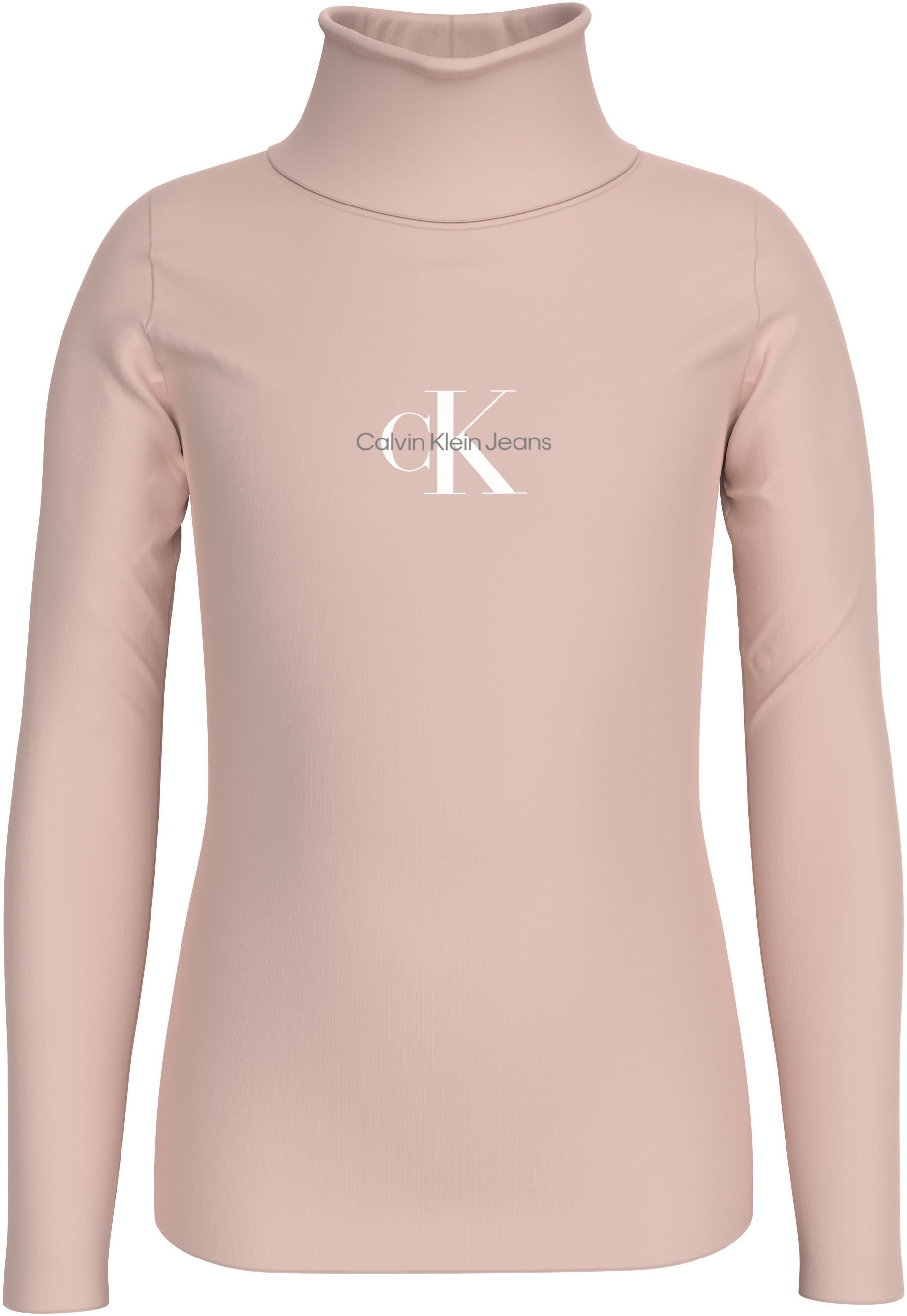 Calvin Klein Colshirt Monologo Ls Roll Neck Top voor kinderen tot 16 jaar en met logoprint