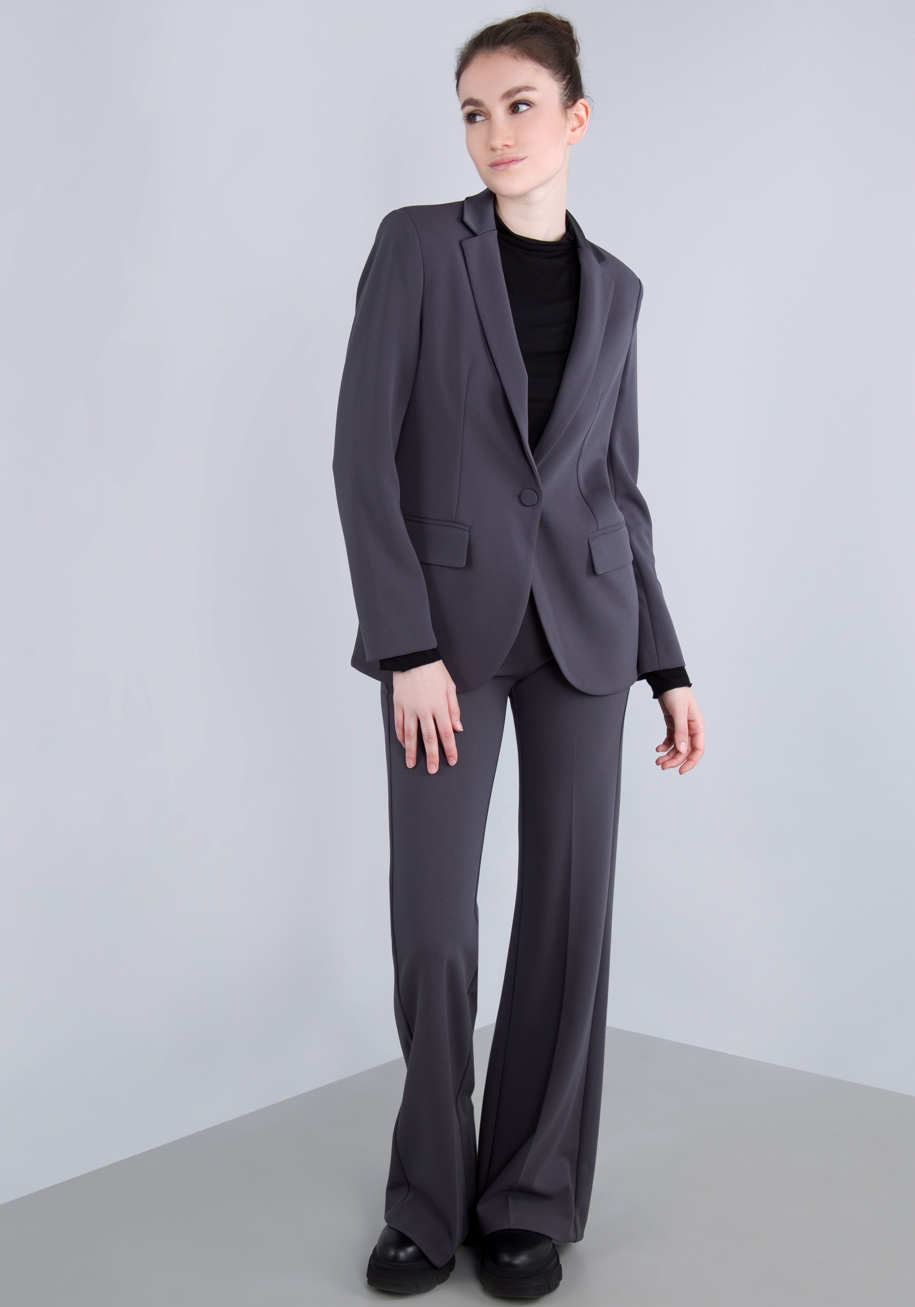 IMPERIAL Lange blazer met satijnen details en stretch