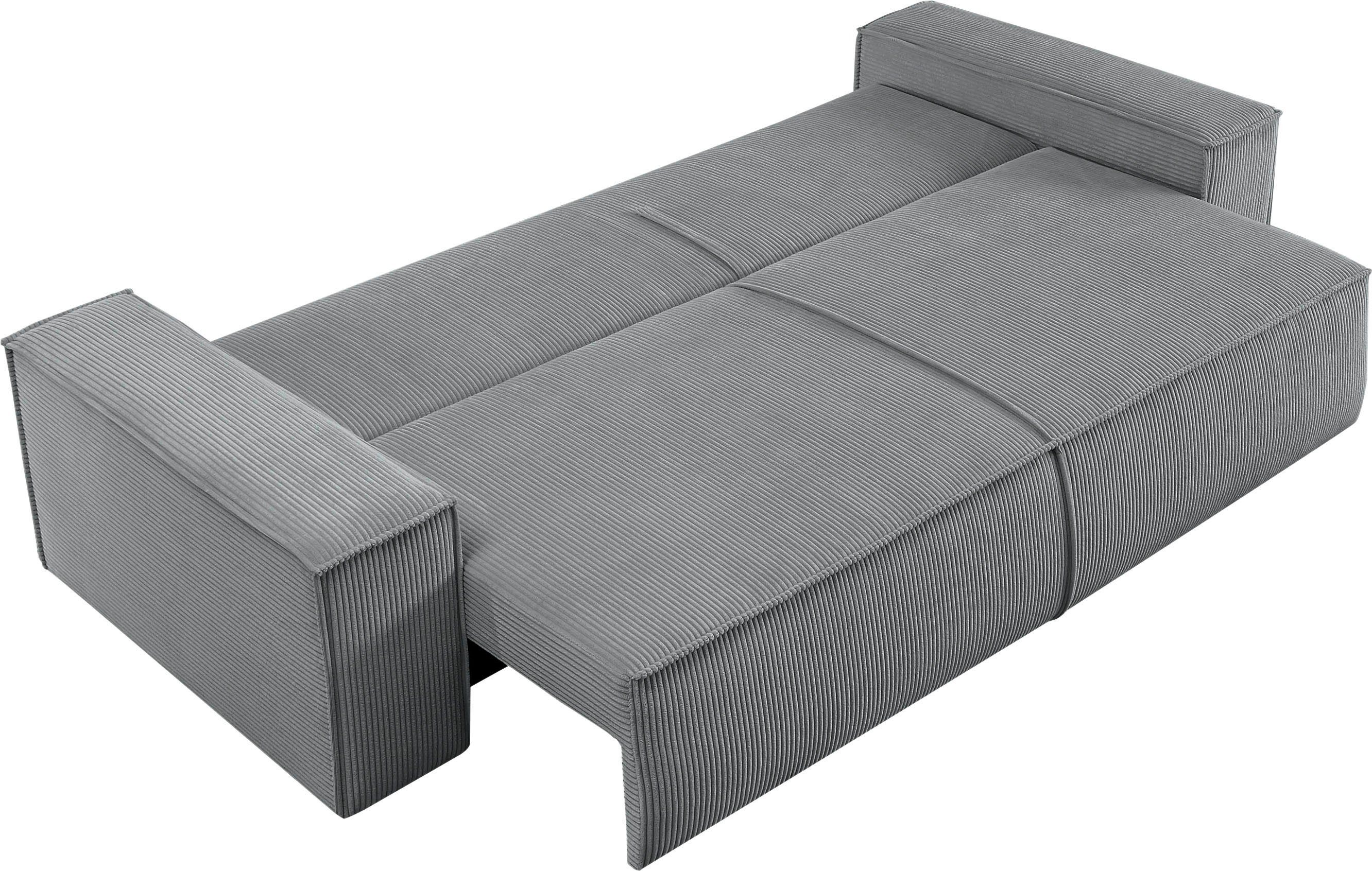 Home affaire 3-zitsbank SHERWOOD slaapbank (257 cm) ribfluweel, velours, vintage lederlook