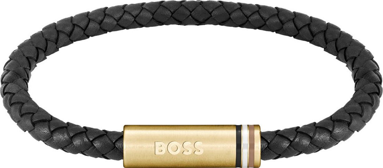 Boss Leren armband ARES SINGLE, 1580623, 1580624 heren armbanden zwart