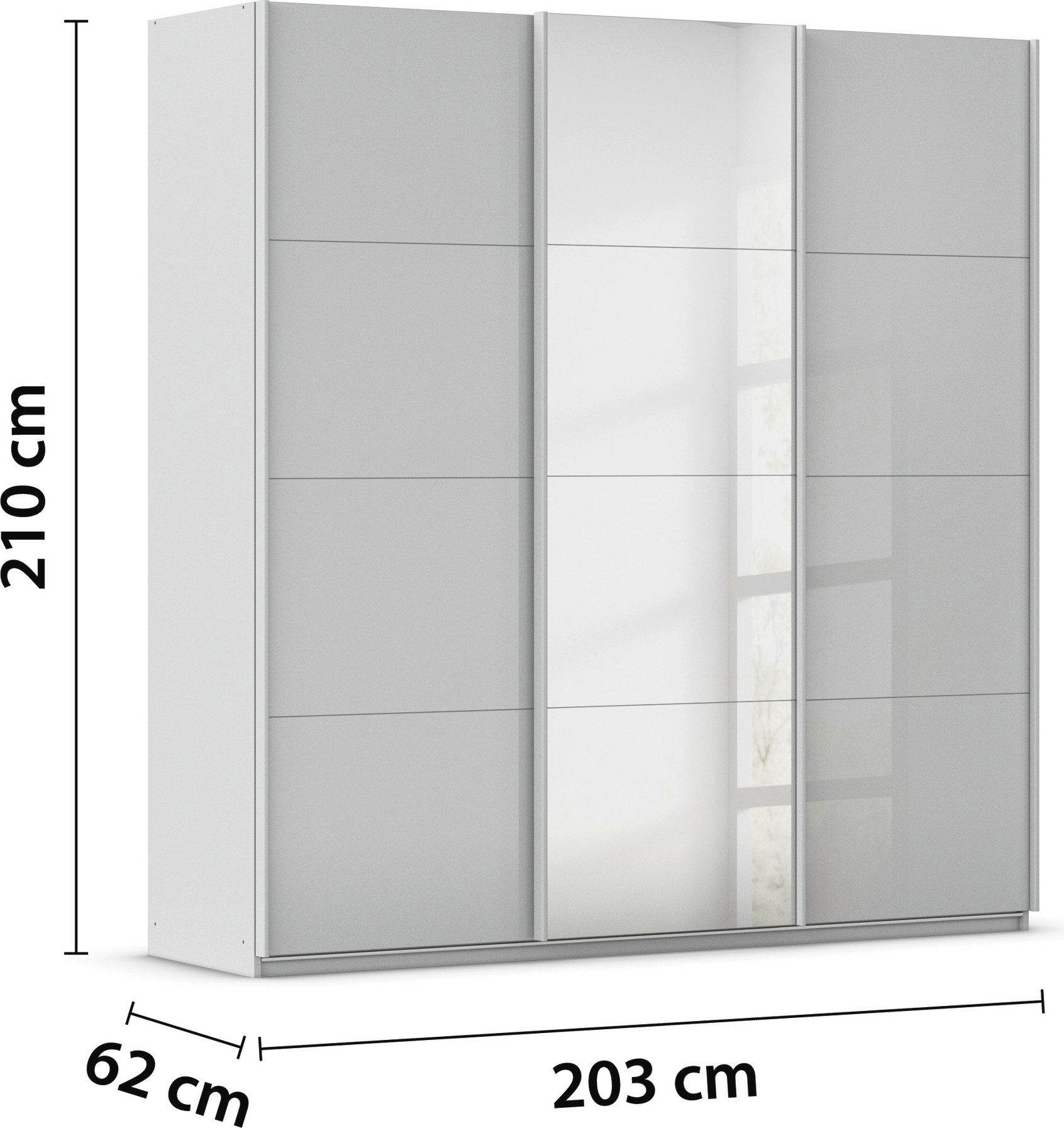 rauch Schuifdeurkast Kledingkasten kast garderobe AGORDO met glazen front doordachte binnenuitrusting, in 4 breedtes en 2 hoogtes made in germany
