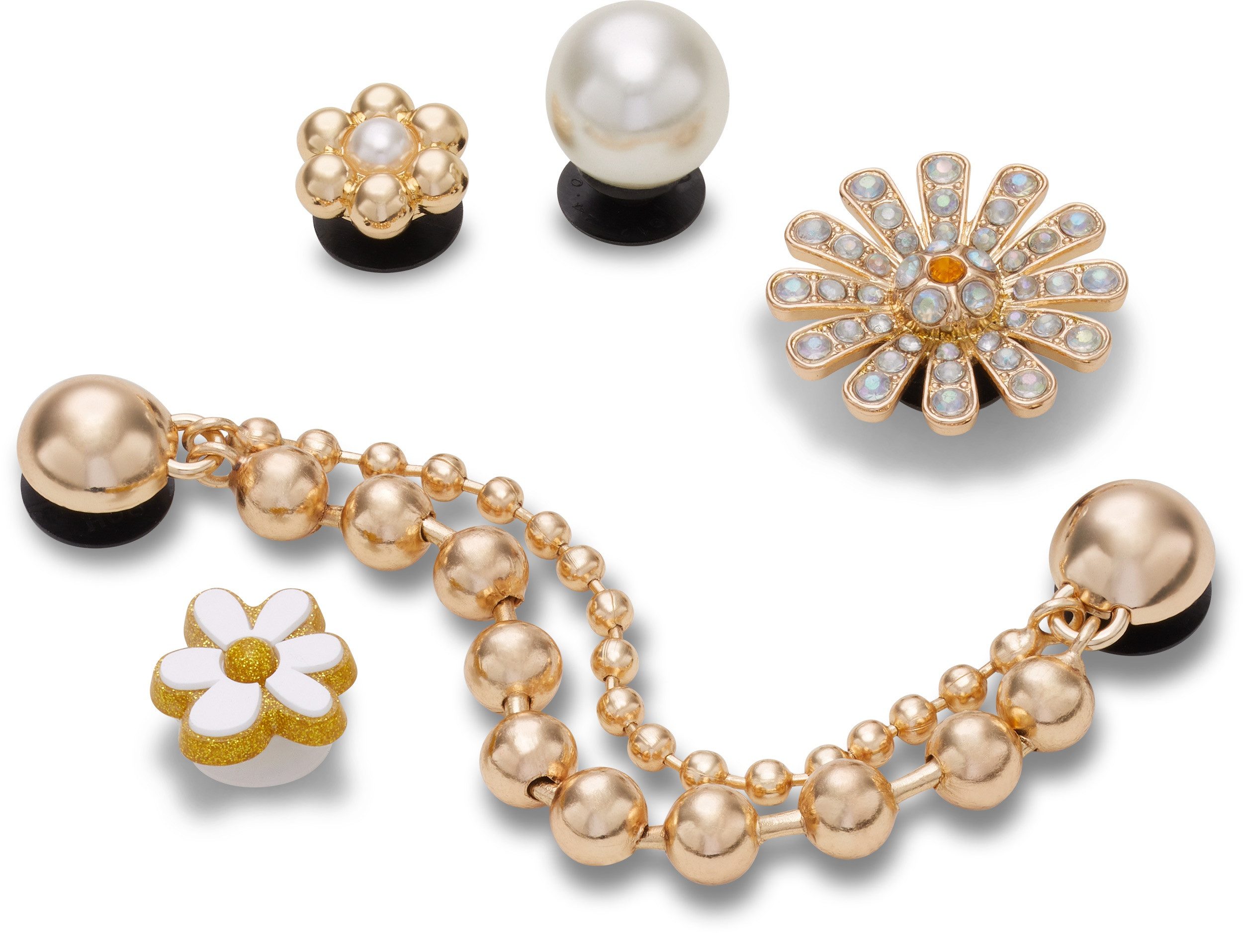 Crocs Schoenbutton Jibbitz "Pretty in Gold" , schoencharms, bloemenketting om aan te steken (set, 5-delig, Geen speelgoed. Niet geschikt voor kinderen jonger dan 3 jaar)