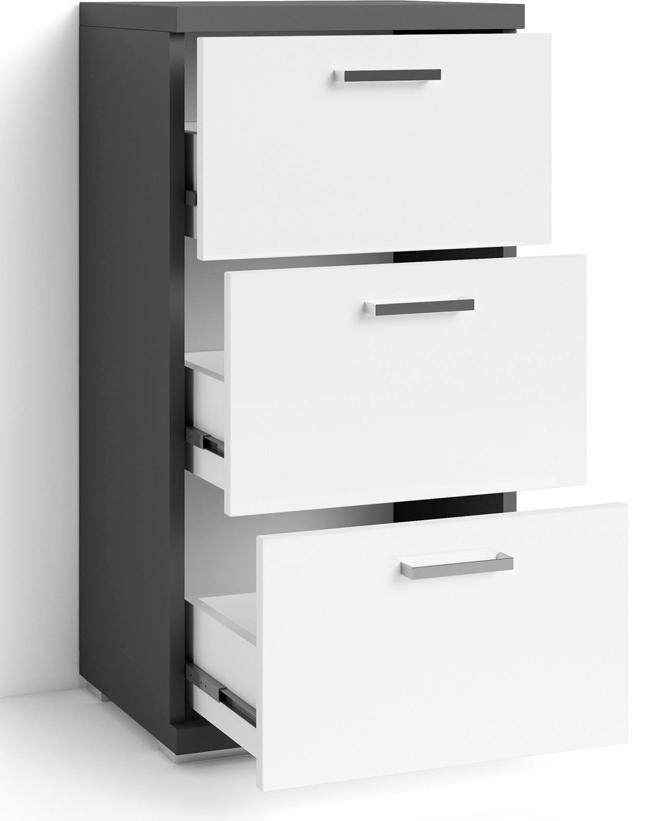 byLIVING Badkamerkast Nebraska Breedte 35 cm, badkamerkast met metalen handgrepen, 3 laden