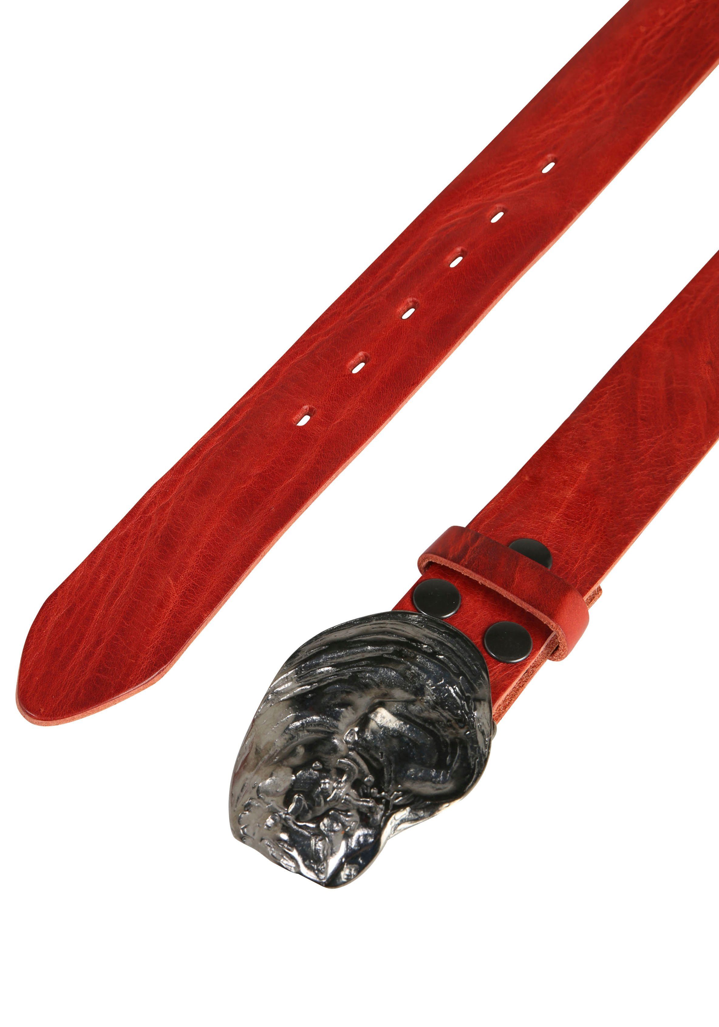 RETTUNGSRING by showroom 019° Leren riem met verwisselbare sluiting "oester schelp zwart"