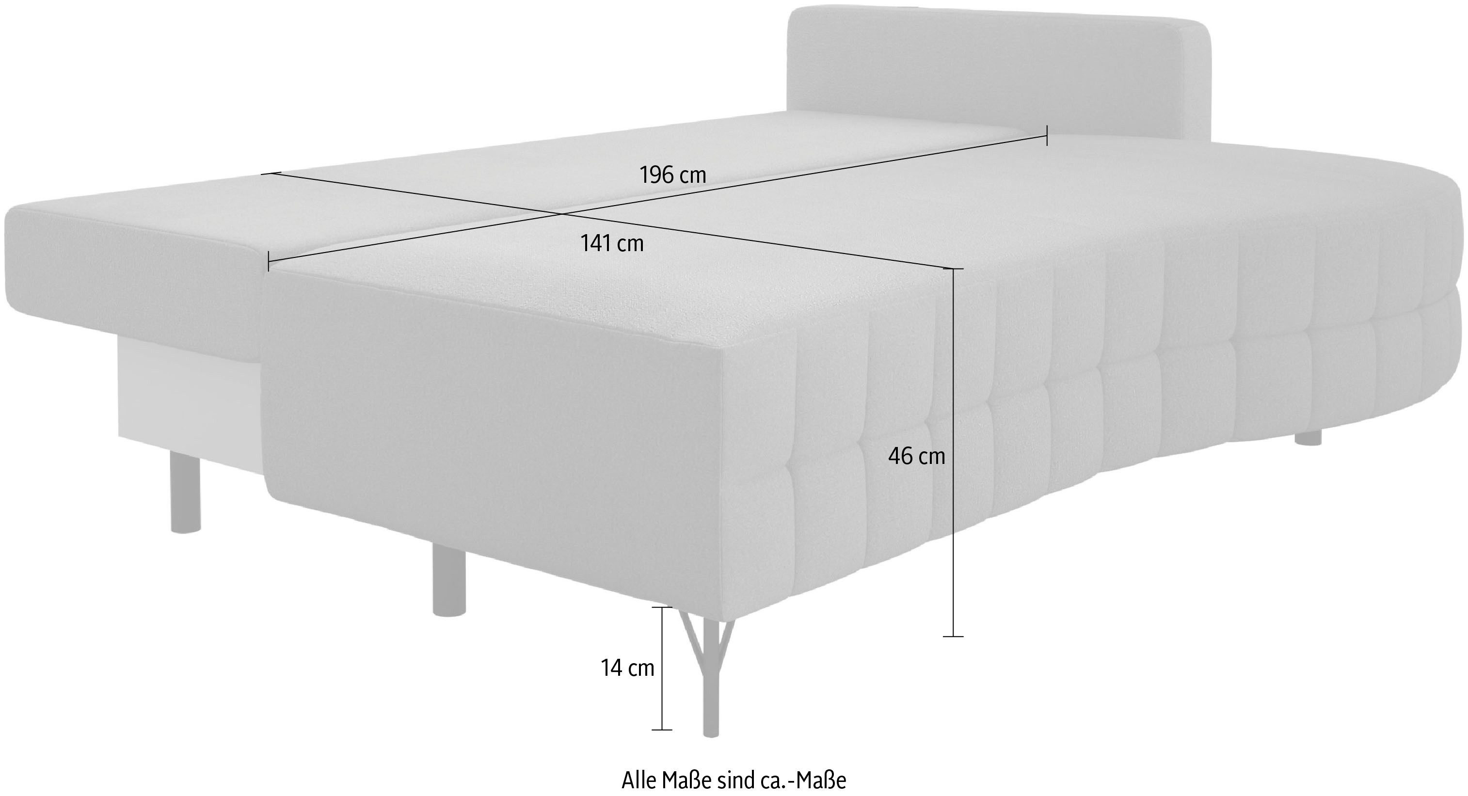 exxpo - sofa fashion Loungebank T wiggy slaapbank met bedfunctie en bedlade, comfortabele bonellvering, super zitcomfort, elegante vormtaal