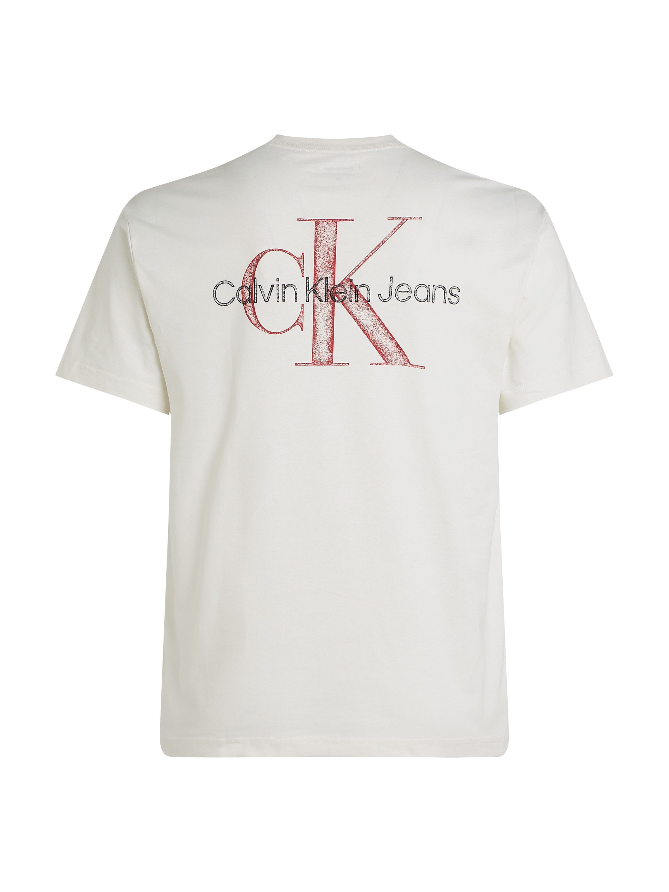 Calvin Klein Jeans Plus T-shirt Plus Textured Monologo Tee in grote maten met rugprint
