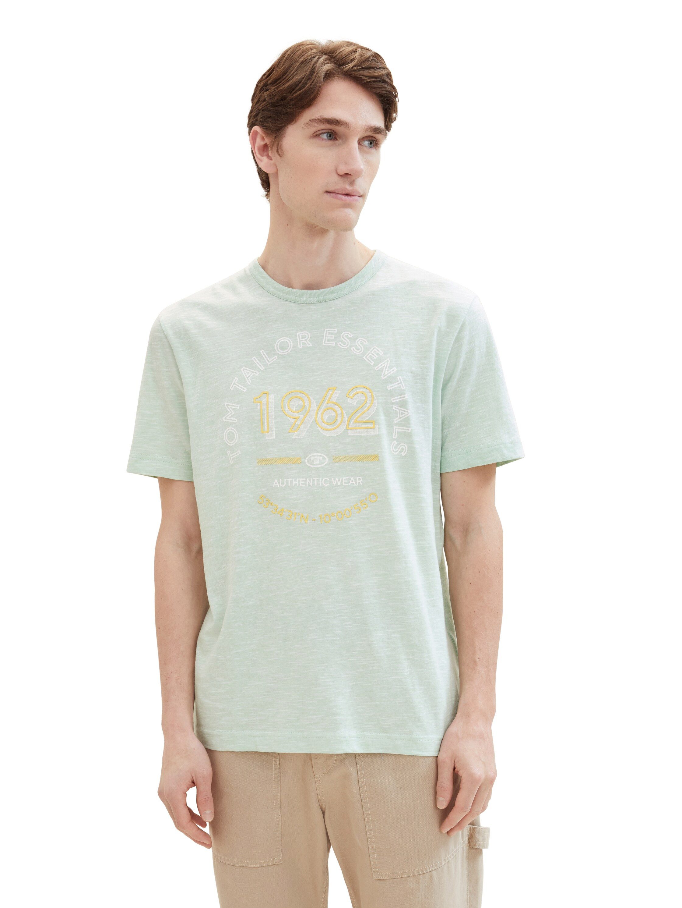 Tom Tailor Shirt met print met frontprintlogo heren t-shirts maat M groen