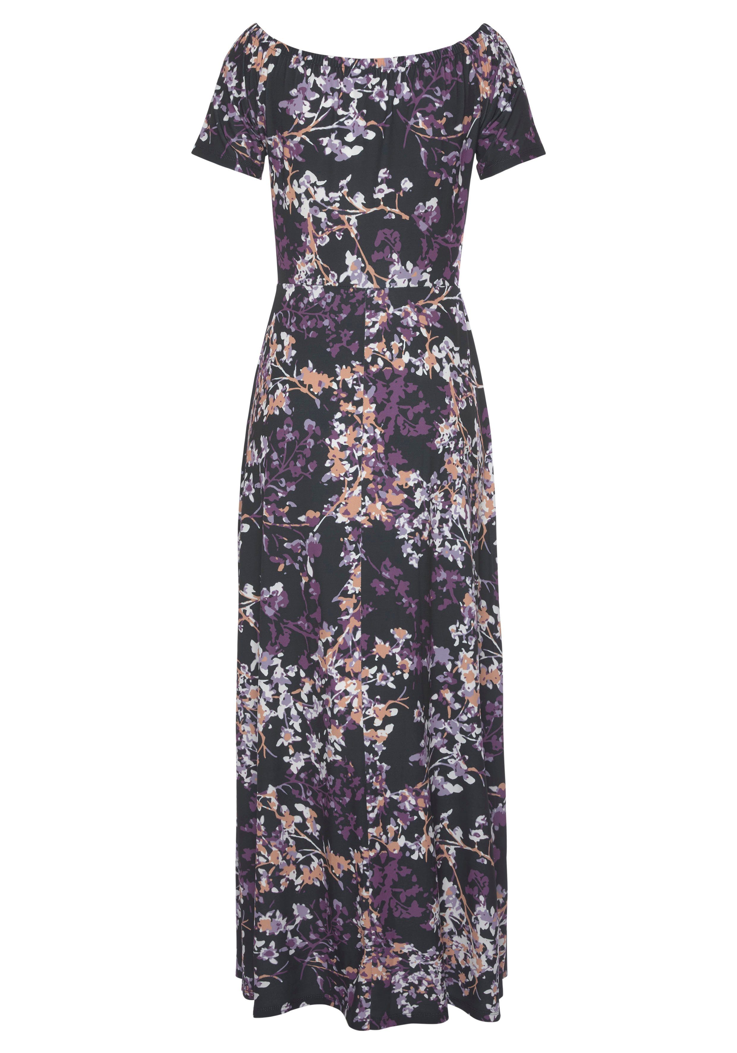 Vivance Maxi-jurk met lange splits en carmen-halslijn, zomerjurk