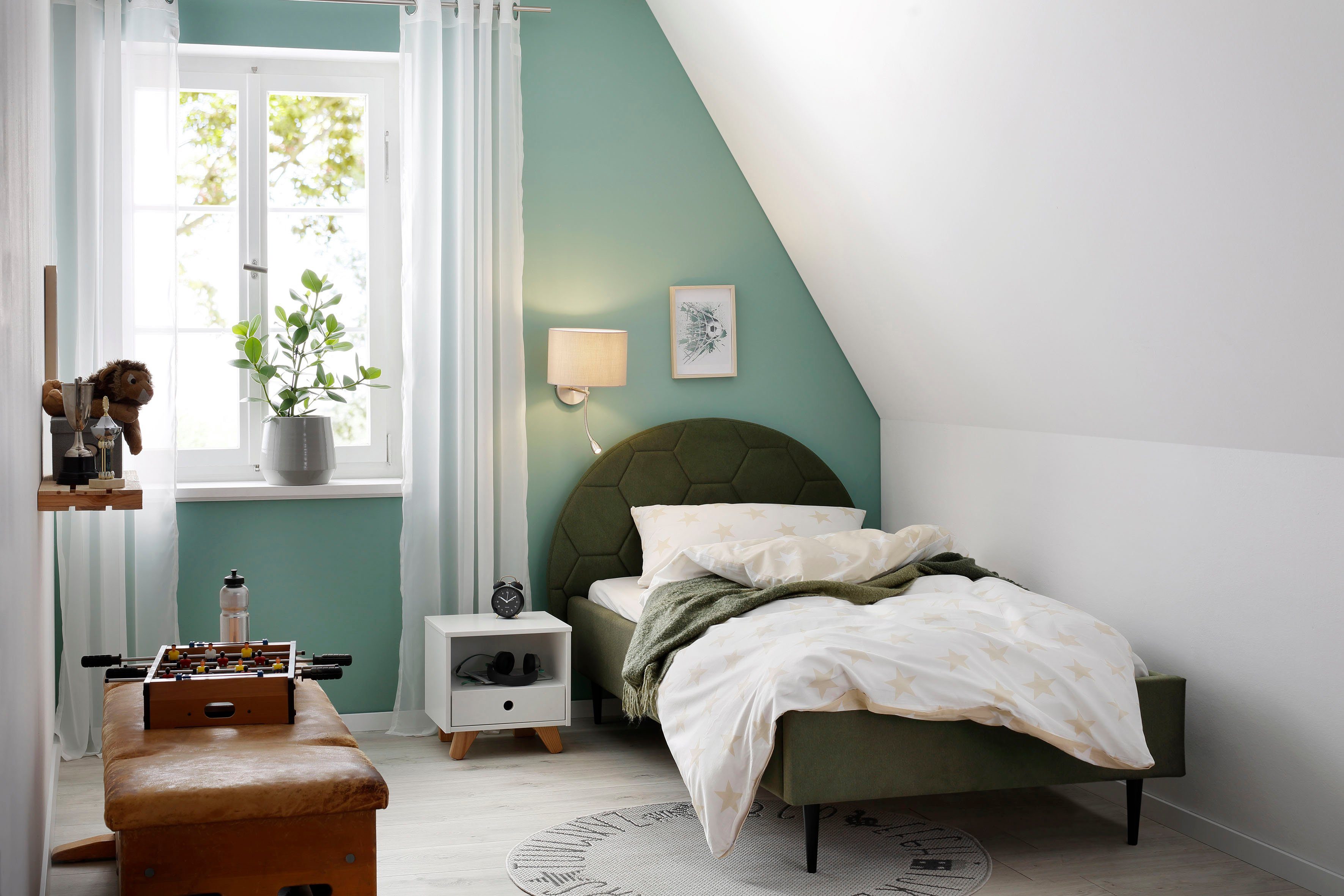 Lüttenhütt Gestoffeerd bed Gebko prettig bekleed hoofdbord met decoratief honingraatmotief