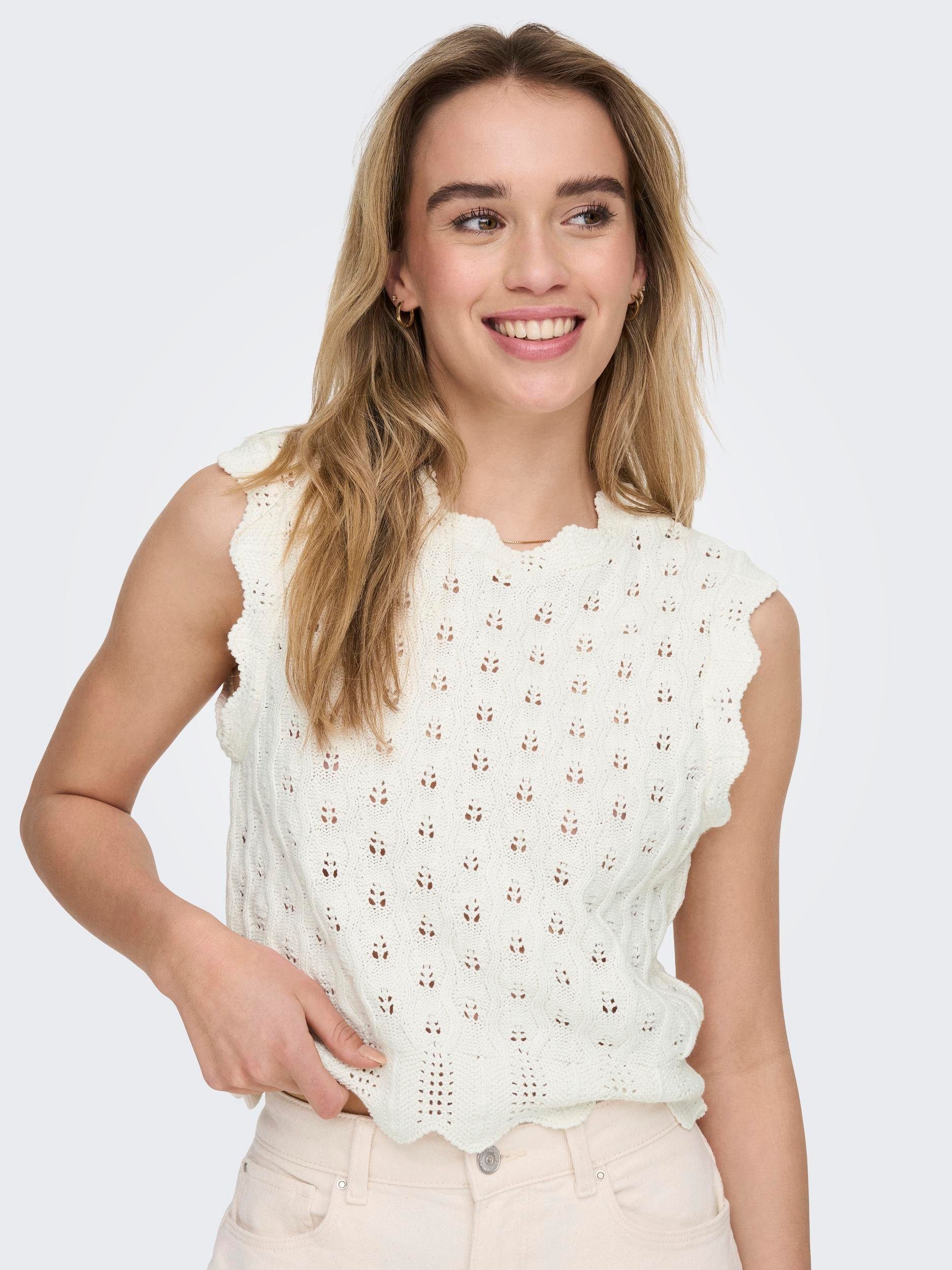 Only Gebreide top ONLLUNA LIFE SL O-NECK TANK NOOS KNT