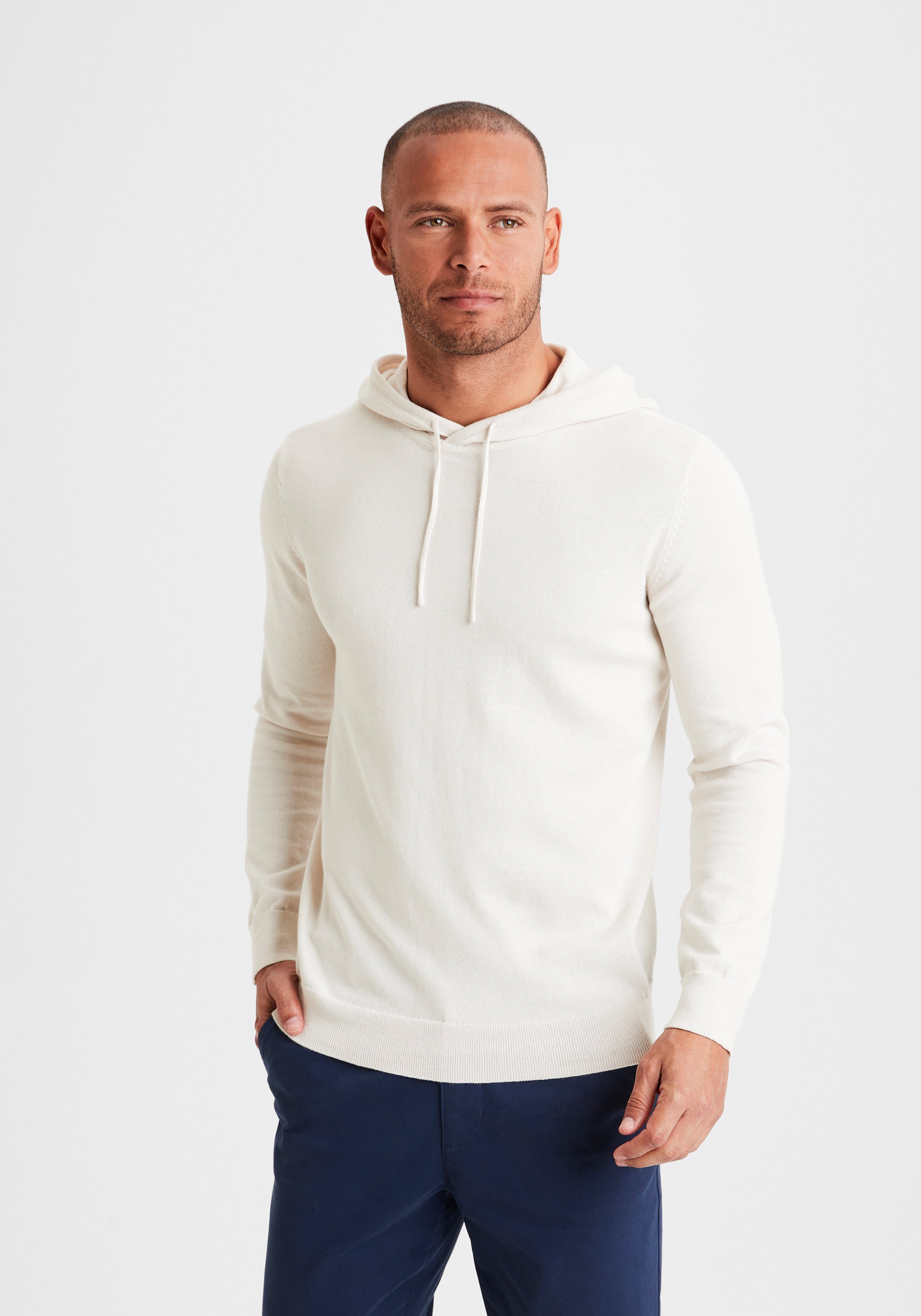H.I.S Gebreide trui Met capuchon, regular fit Pullover met ronde hals, fijn breiwerk, katoenmix
