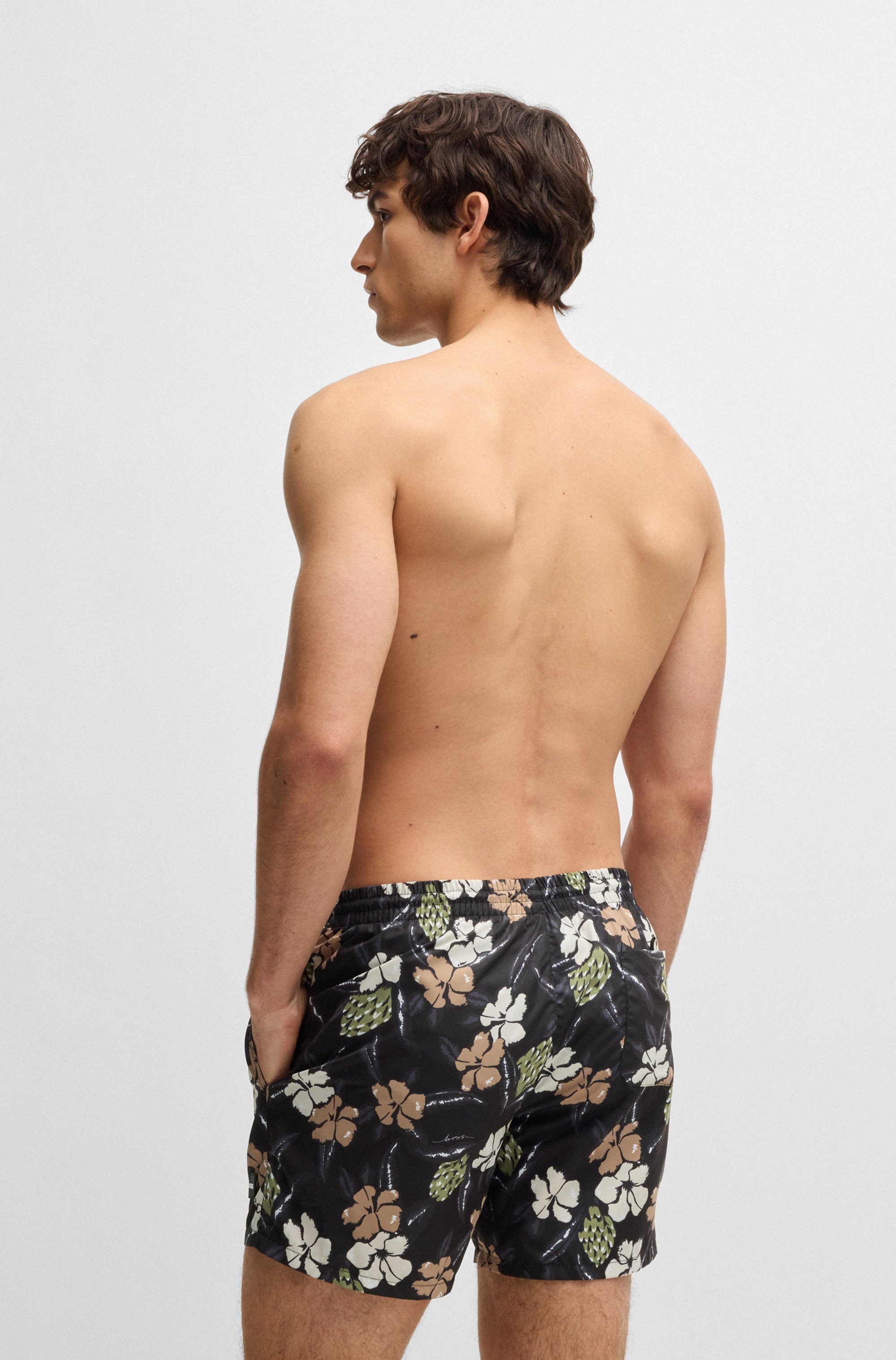 BOSS Zwemshort Piranha met kleurrijke all-over print