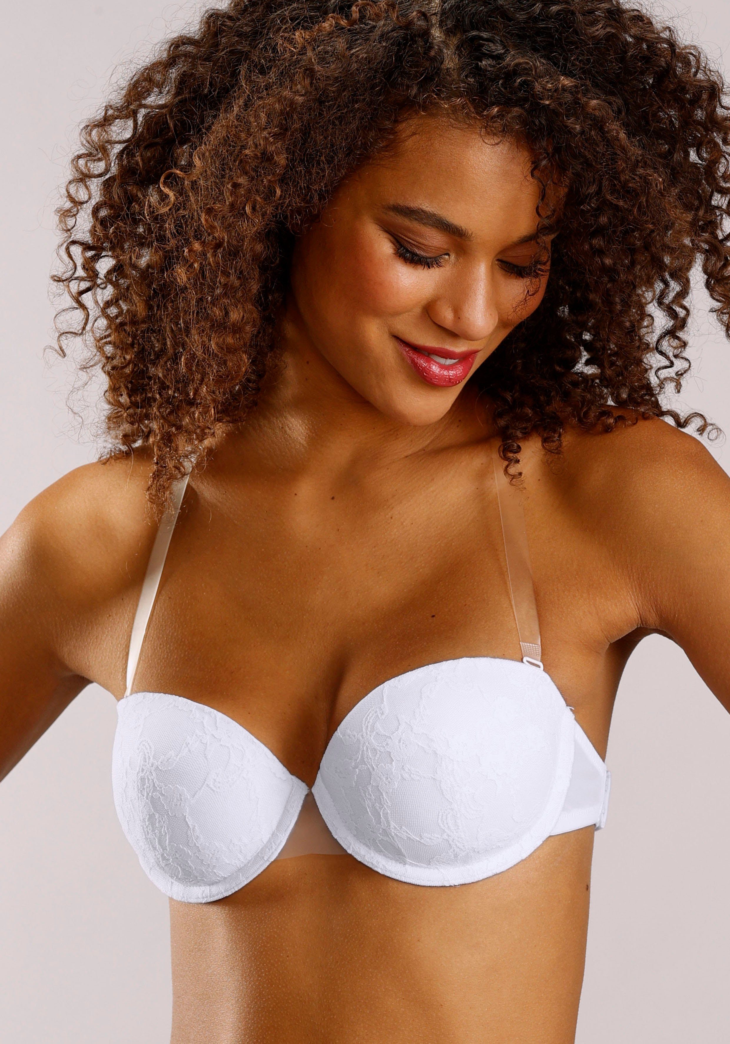 Lascana Bh met steuncups met transparante achterkant en afneembare halternek,