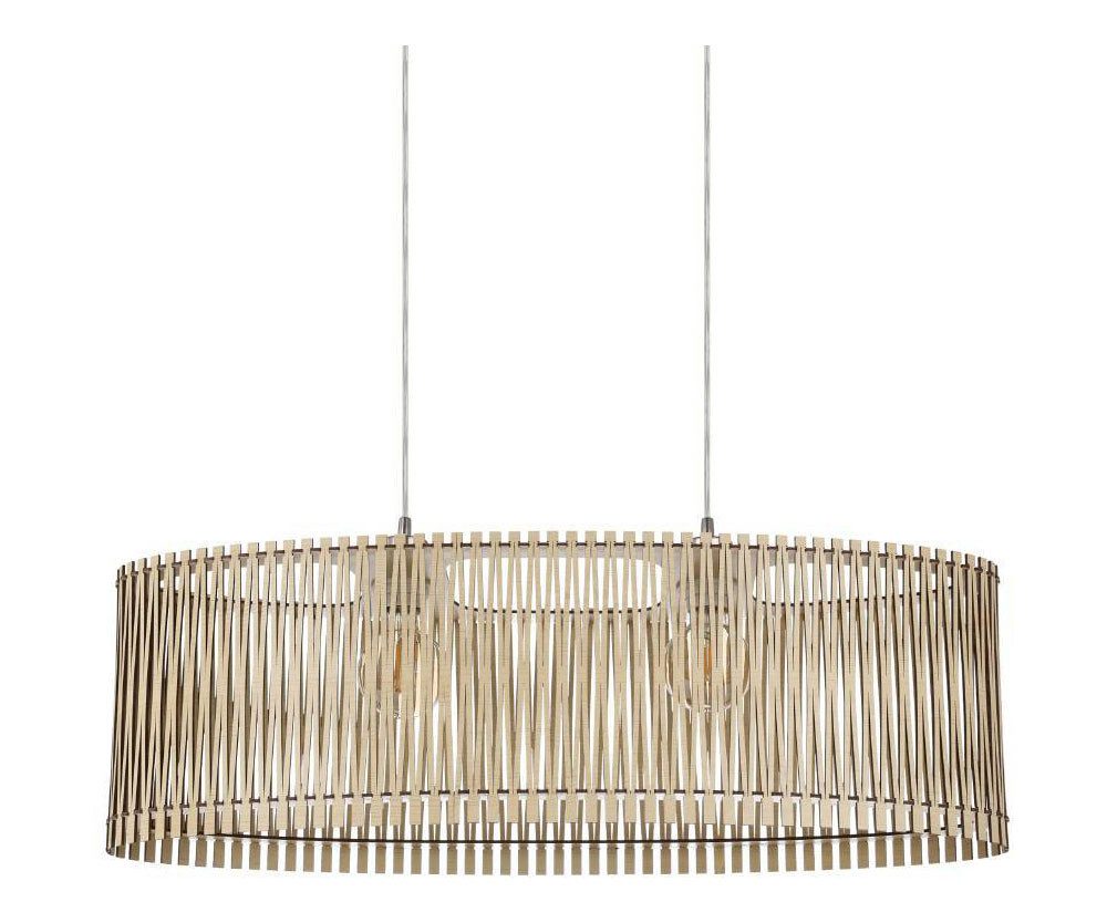 EGLO Hanglamp SENDERO Hanglamp, staal in nikkel-mat, hout in esdoorn, natuur, E27, 77,5 cm (1 stuk)