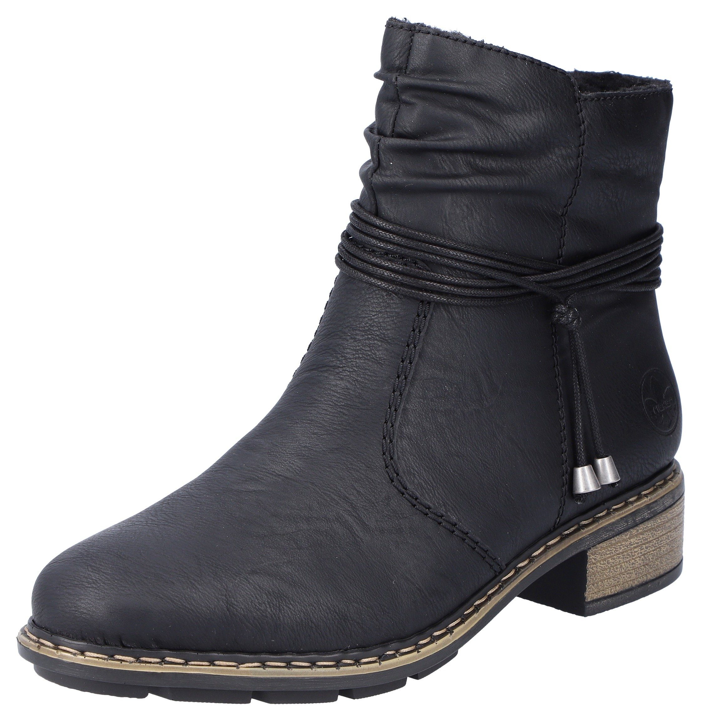 Rieker Winterlaarsjes met decoratieve koord en slouchy schacht dames winterlaarsjes maat 42 EU zwart