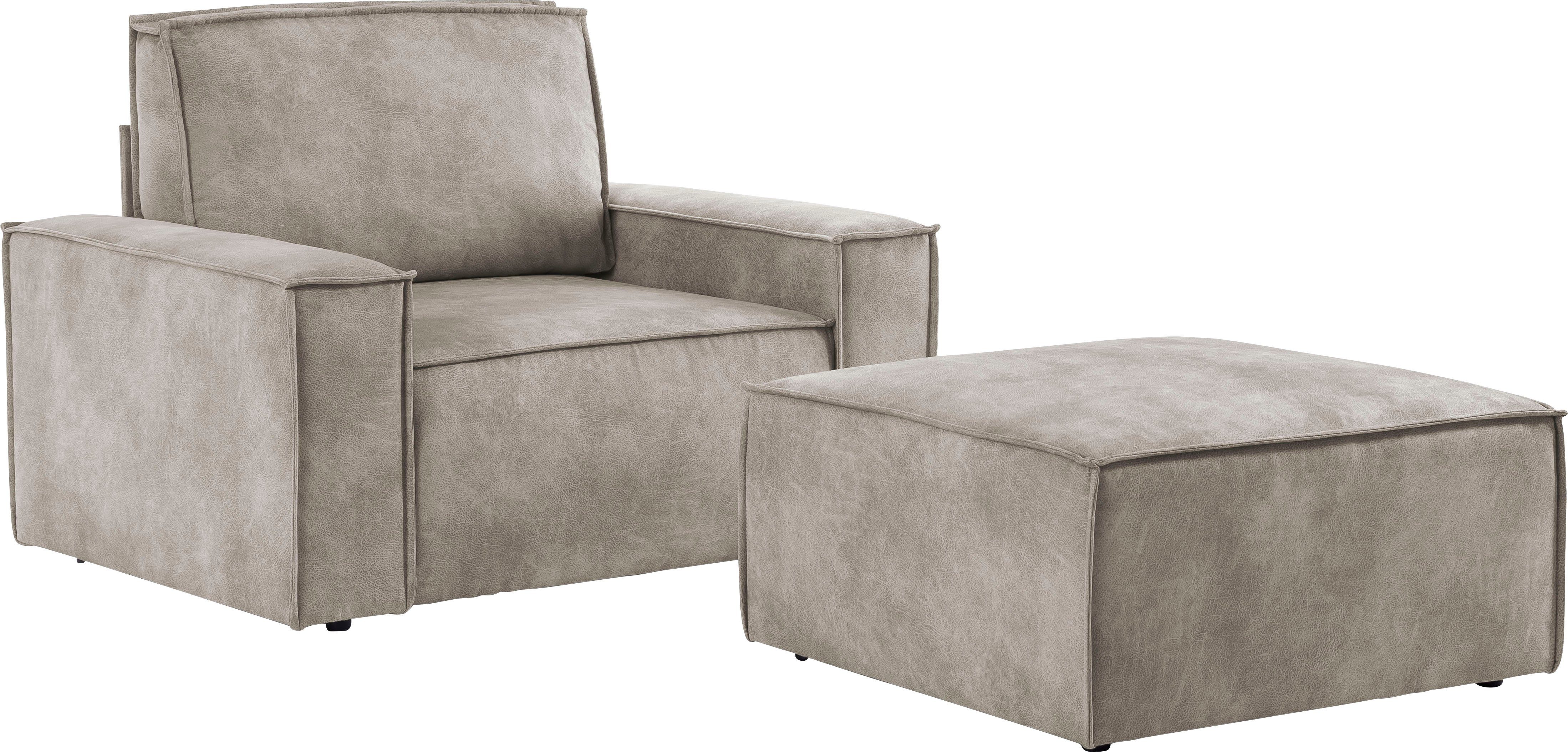 Home affaire Fauteuil Sherwood Loveseat en hocker als set, passend bij de bekleding-serie SHERWOOD