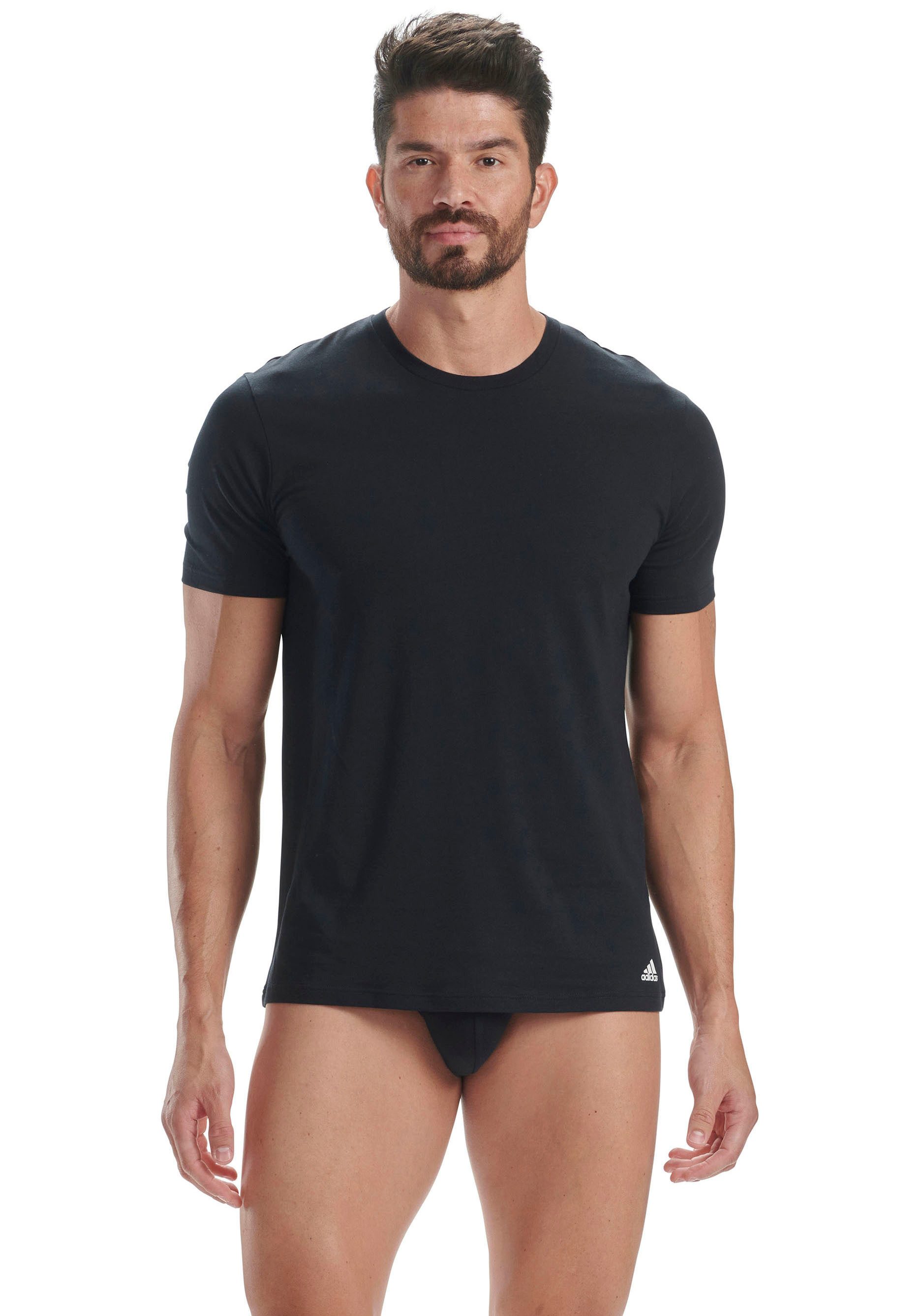 adidas Sportswear T-shirt Active Flex Cotton met ronde hals en slim fit (2-delig, Set van 2)