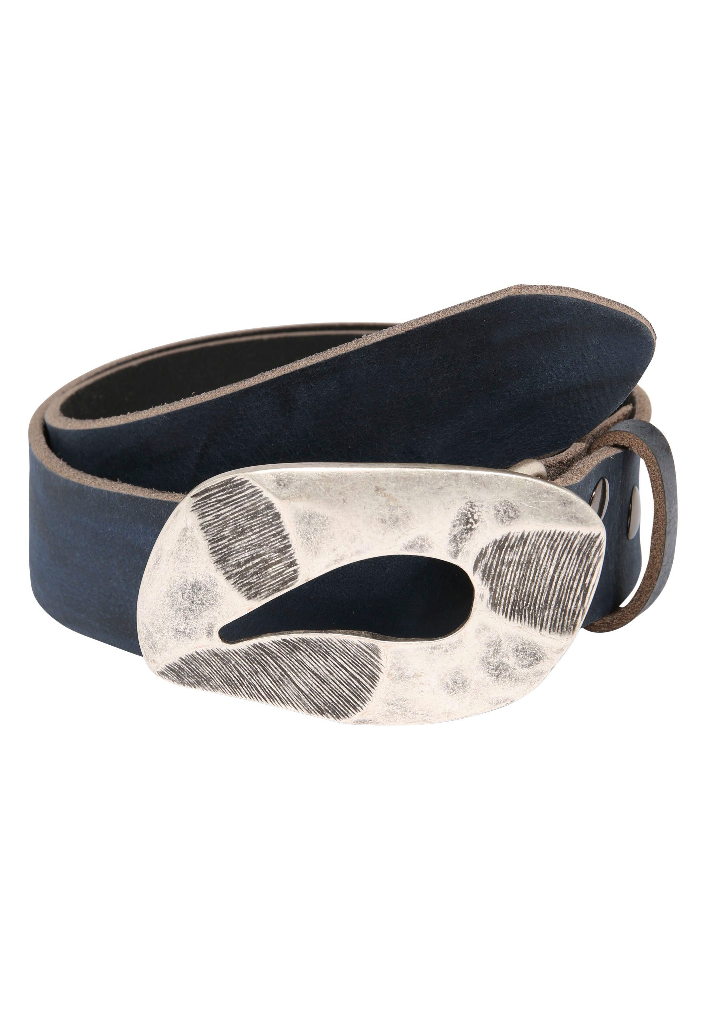 RETTUNGSRING by showroom 019° Leren riem Sluiting in vintage-uitvoering unisex riemen maat 100 blauw