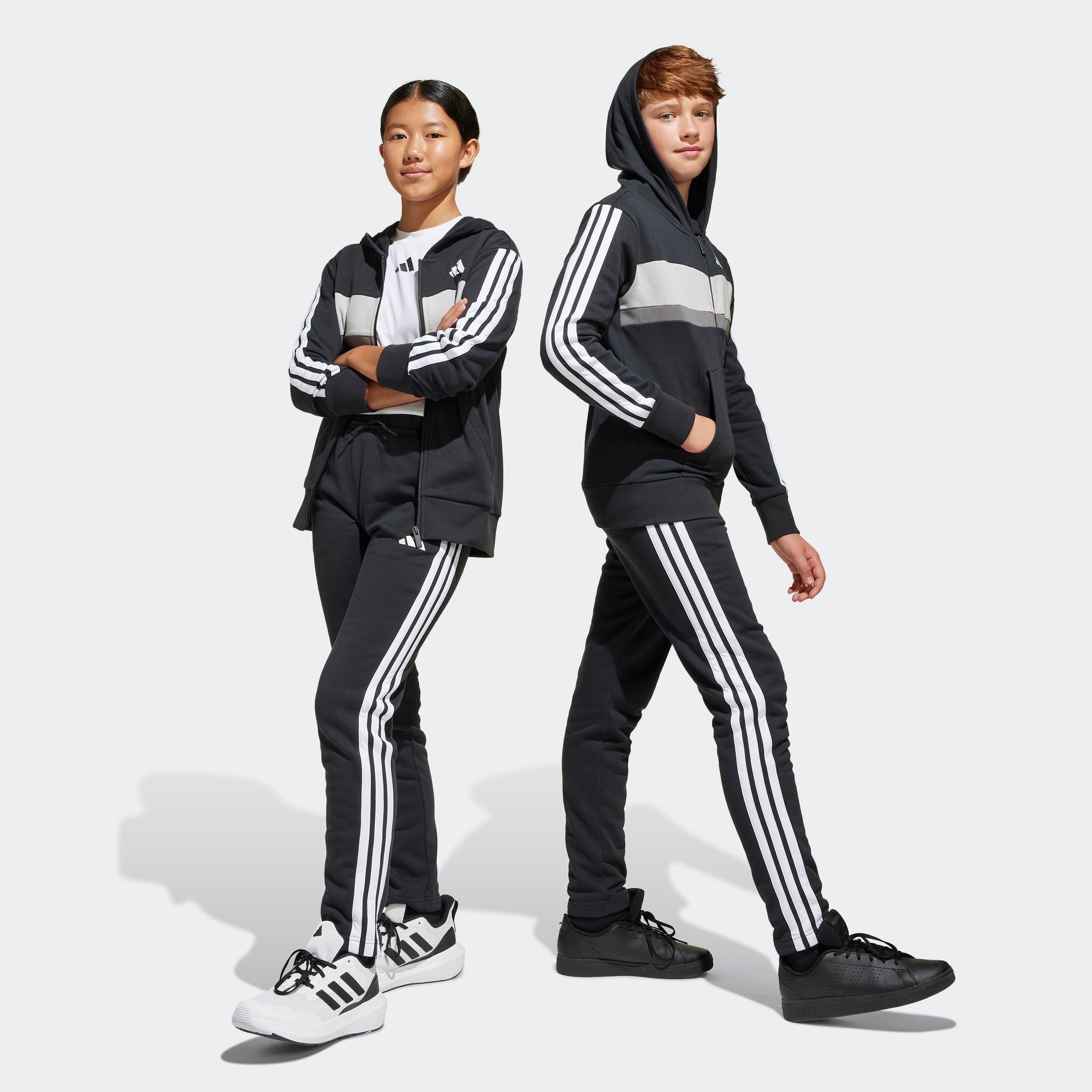 adidas Sportswear Trainingspak J 3S TIB FL TS (2-delig) kinderen trainingspakken maat 152 zwart