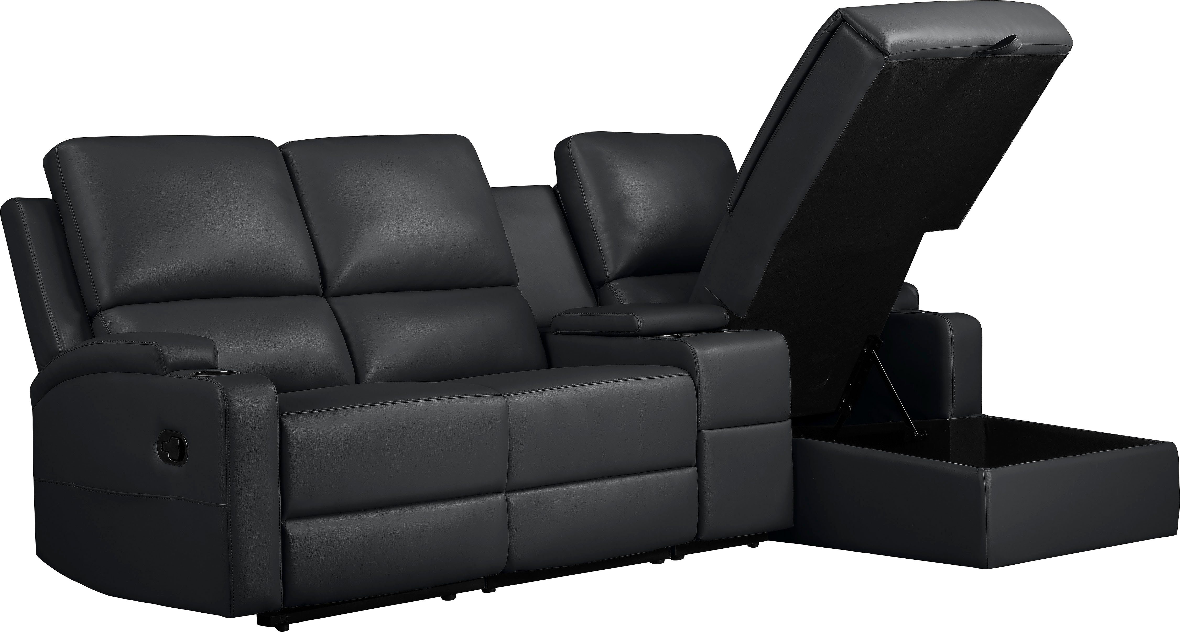 Home affaire Hoekbank Napori multimediabank, 3 bioscoopstoelen XXL, L-model, Bioscoopbank met relaxfunctie, bekerhouder, opbergvak en opbergbox