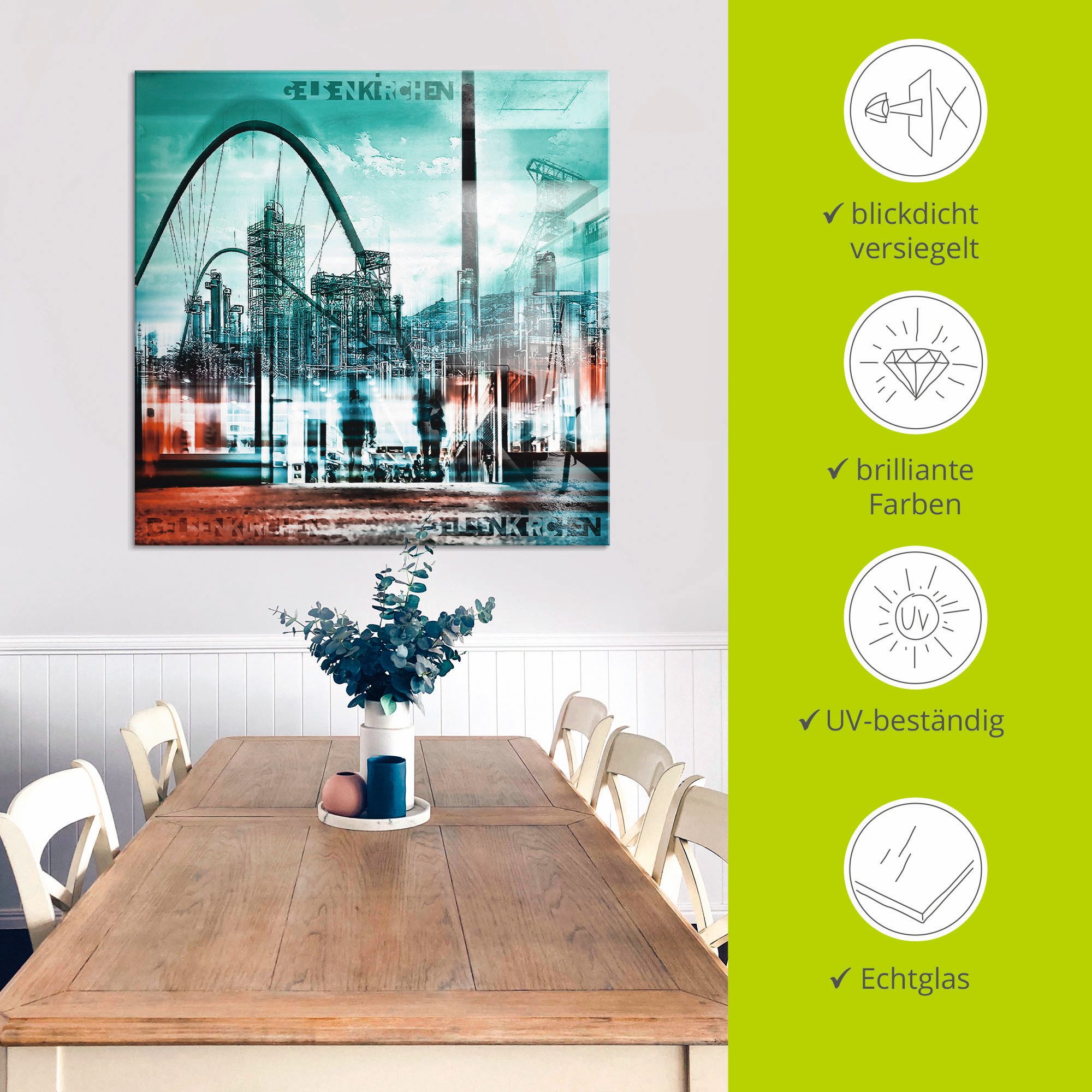 Artland Print op glas Gelsenkirchen skyline collage 02