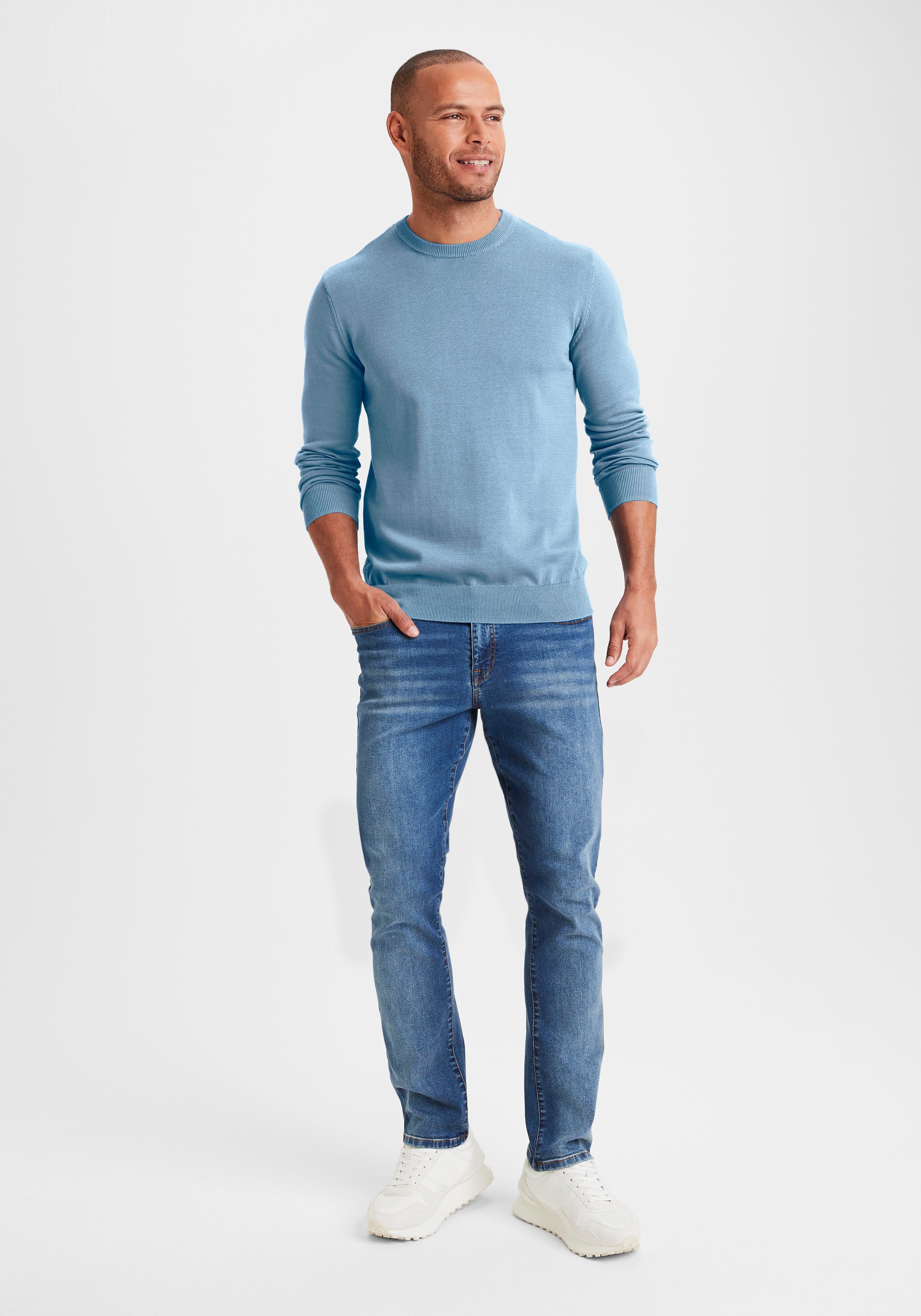 H.I.S Gebreide trui Regular fit, lange mouwen, pullover van fijn breiwerk, katoenmix