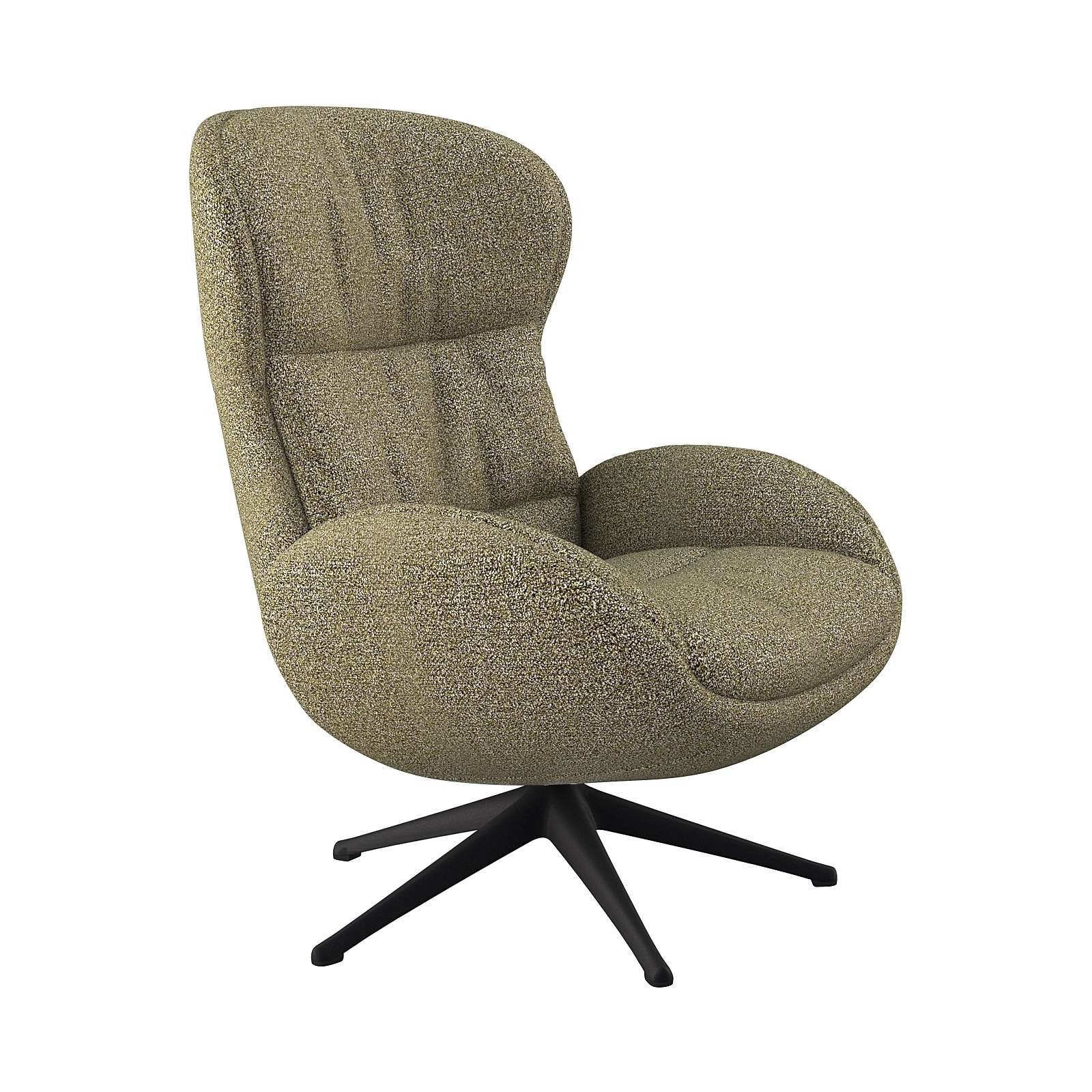 FLEXLUX Relaxfauteuil Haze, TV-stoel, fauteuil, stoffeerstoel Rugdeelverstelling, draaibaar, voet zwart tv-fauteuils maat Bouclé groen