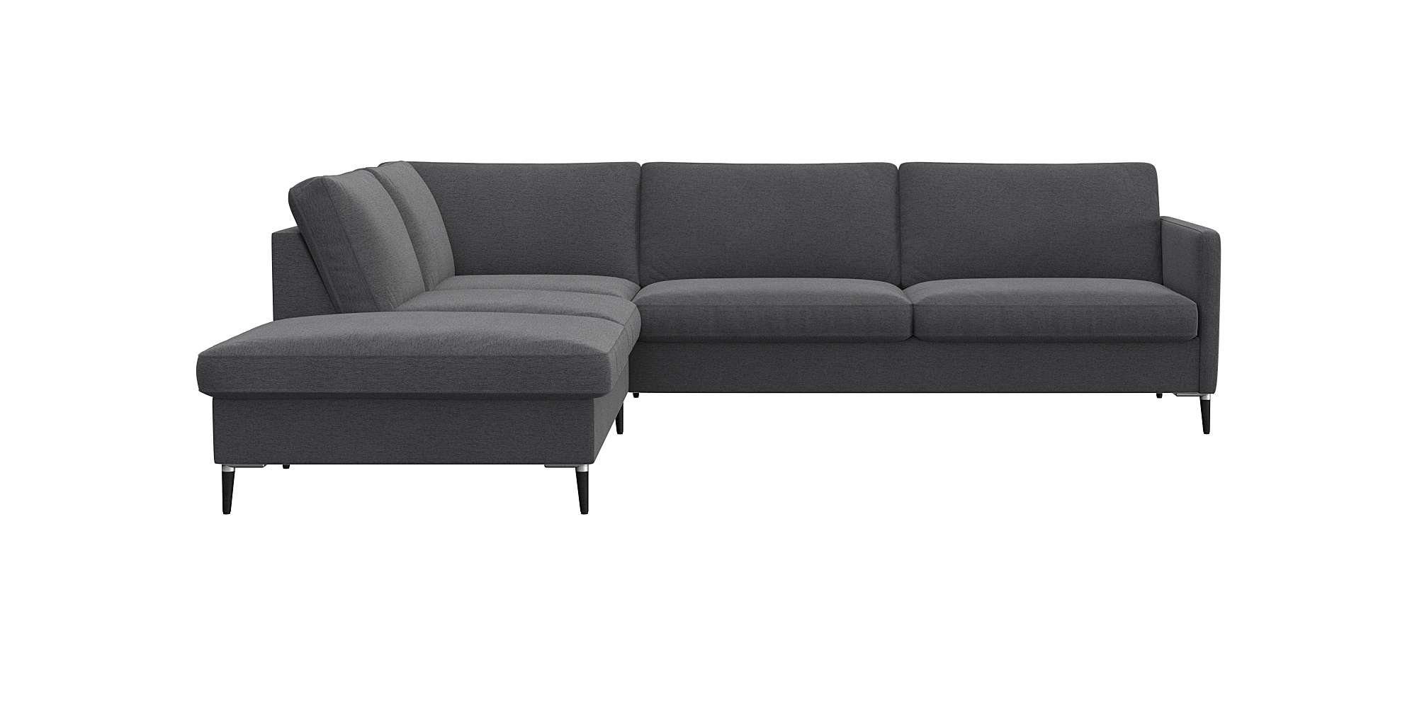 FLEXLUX Hoekbank Fiore, L-vorm smalle armleuningen, koudschuim, poten aluminium + zwart grijs, hoekbanken