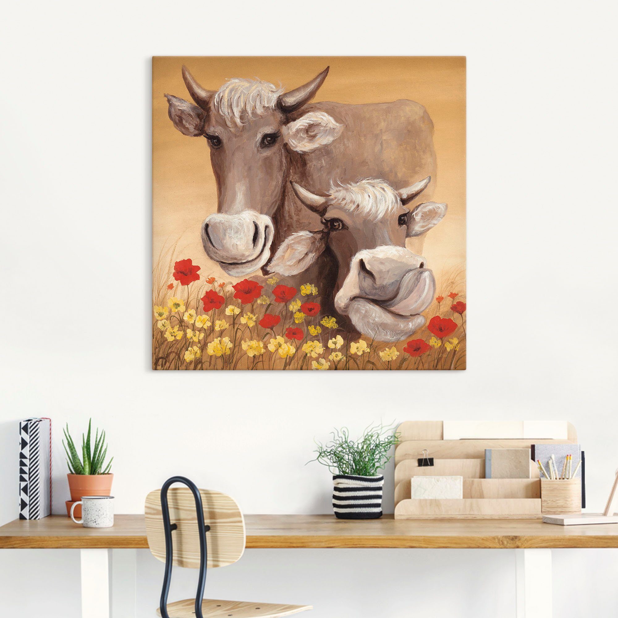 Artland Artprint op linnen Koeien gespannen op een spieraam