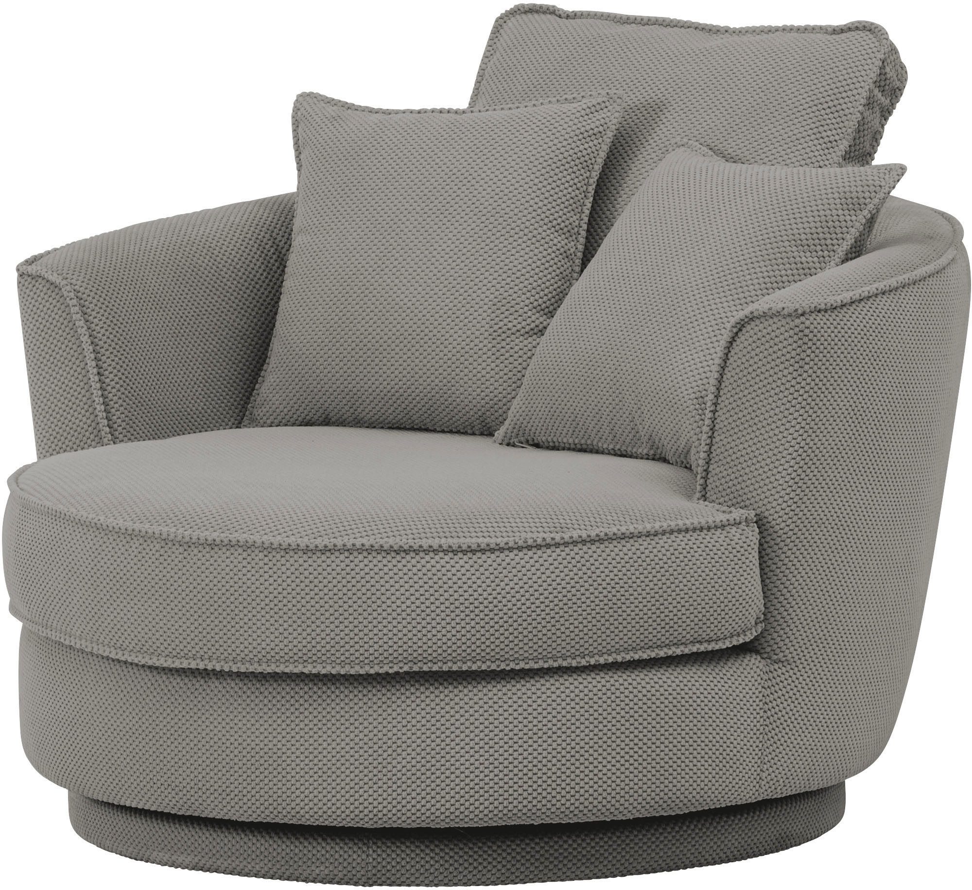 Leonique Draaibare fauteuil MAISIE, Love Seat XXL, leesfauteuil BIG- Zetel in MEGA CORD en geweven velours, 360 graden draaibaar
