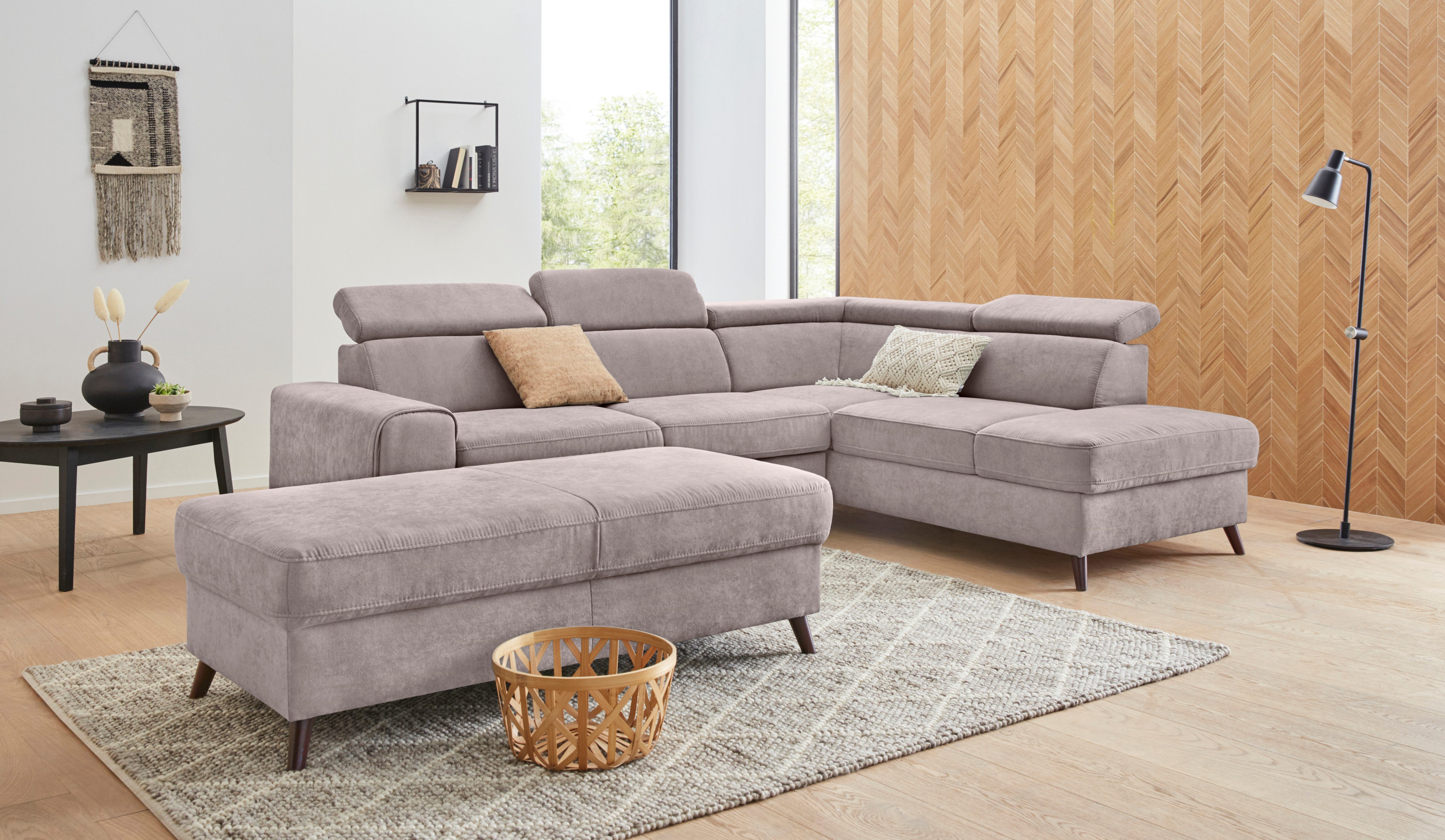 exxpo - sofa fashion Hoekbank Forza, comfortabel zitcomfort en actueel design, L-vorm inclusief verstelbare hoofdsteun, naar keuze met slaapfunctie en bedkist